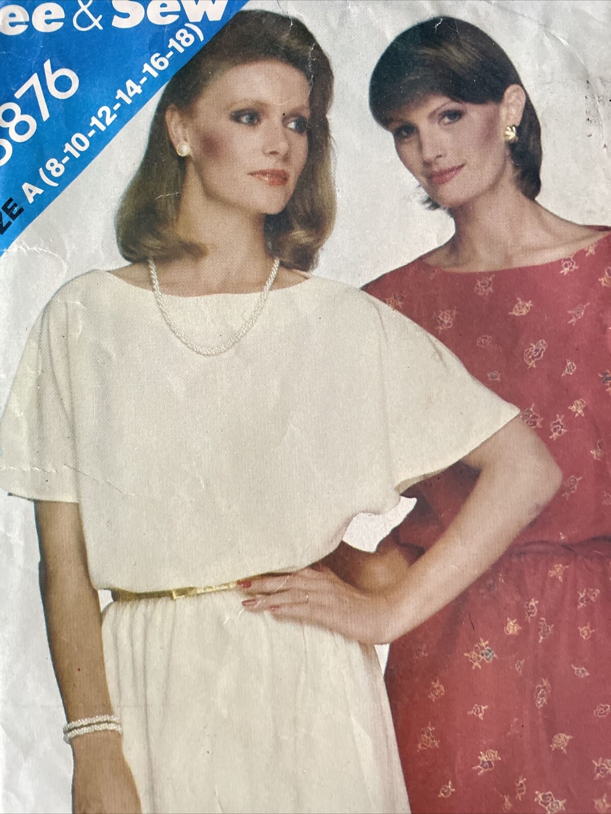 Butterick See & Sew 3876 Womens Size 8-12 Dress *