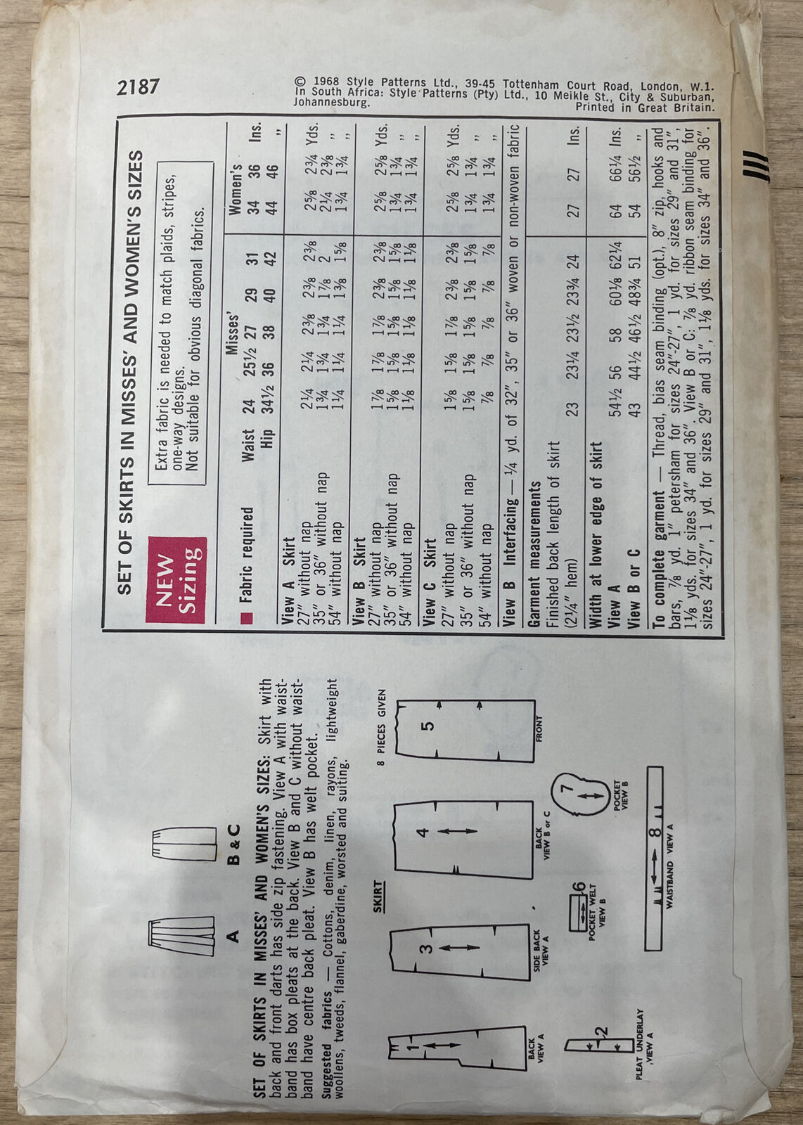 Style 2187 Womens Waist 24” Skirt