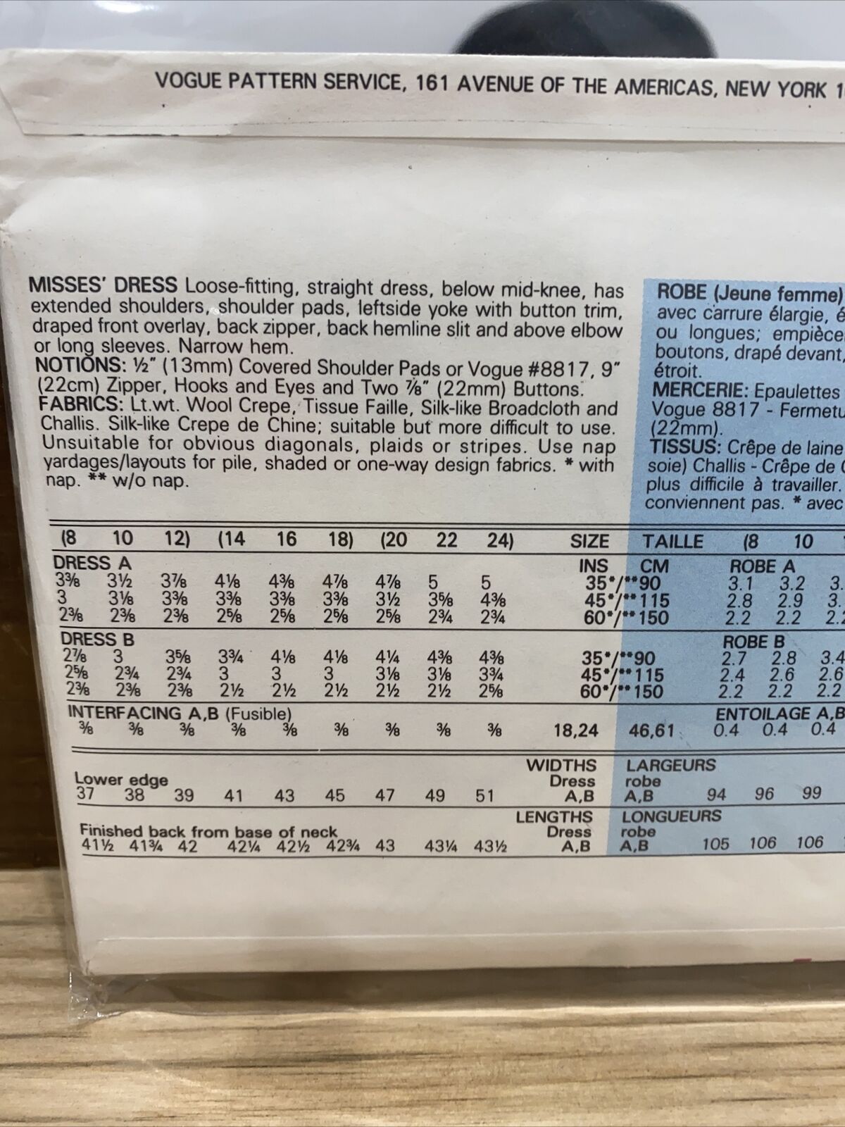 Vogue 9743 Womens Sizes 8-12 Dress FF