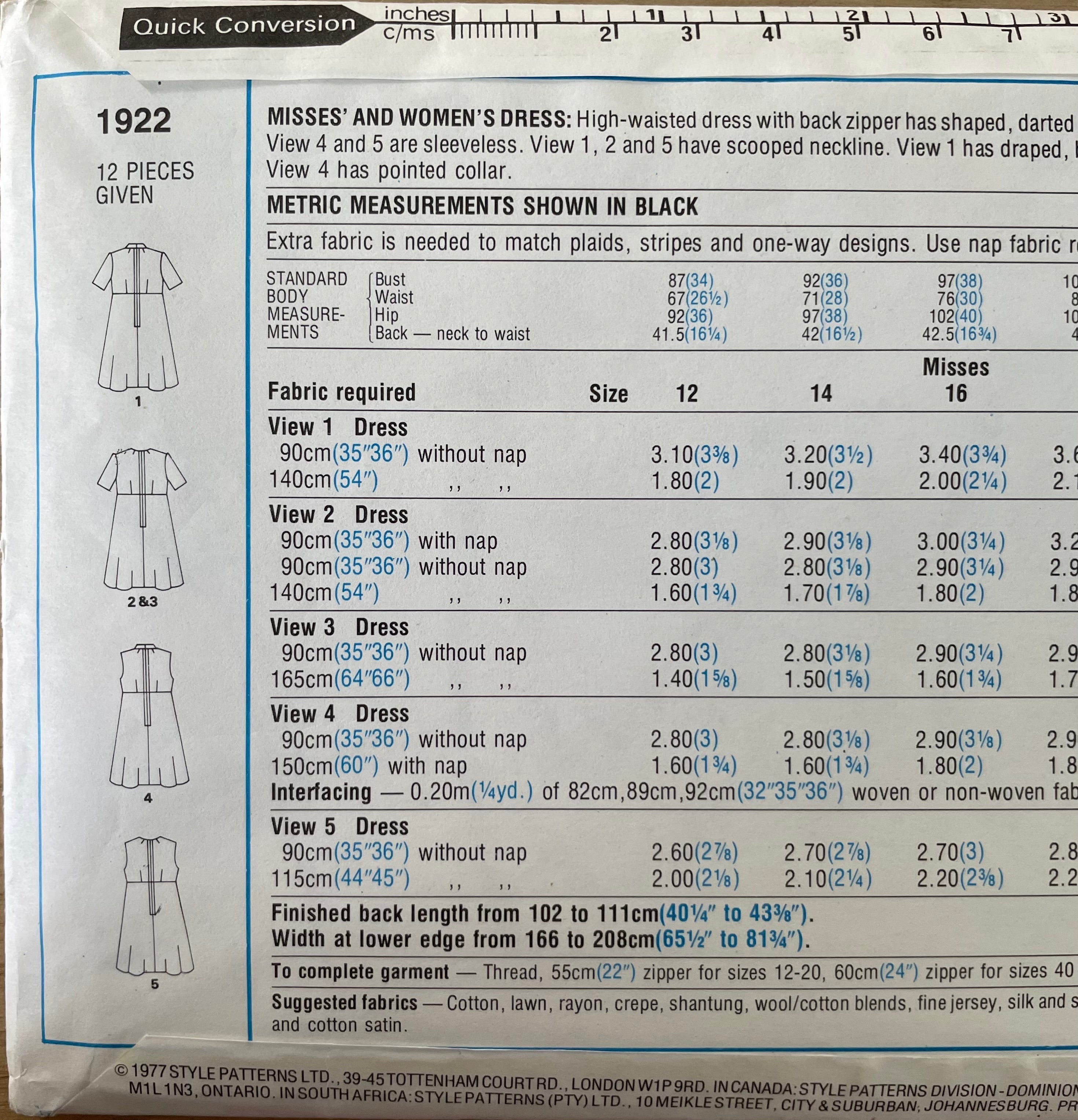 Style 1922 Womens Size 14 Dress