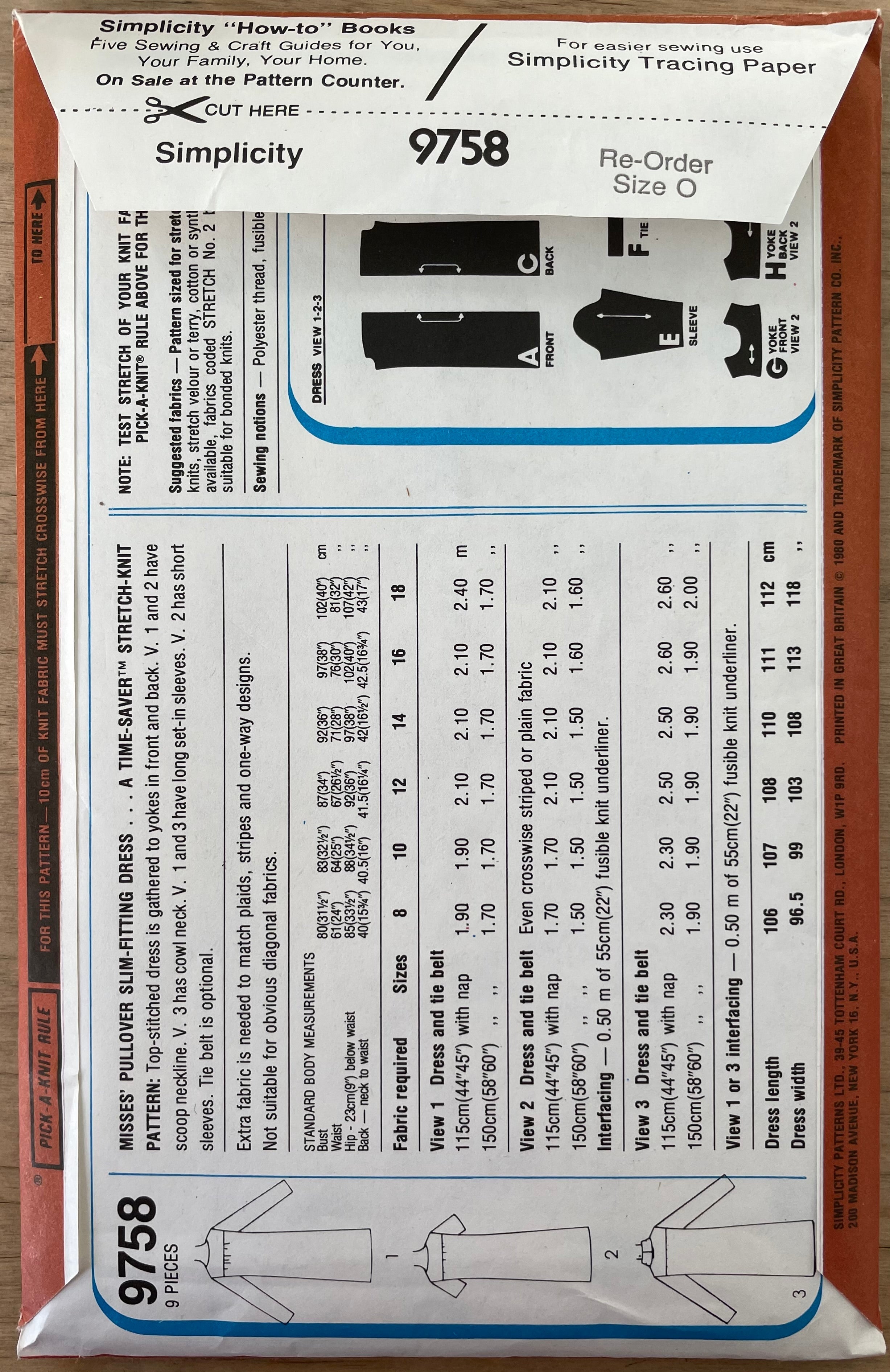 Simplicity 9758 Womens Size 12-14 Dress