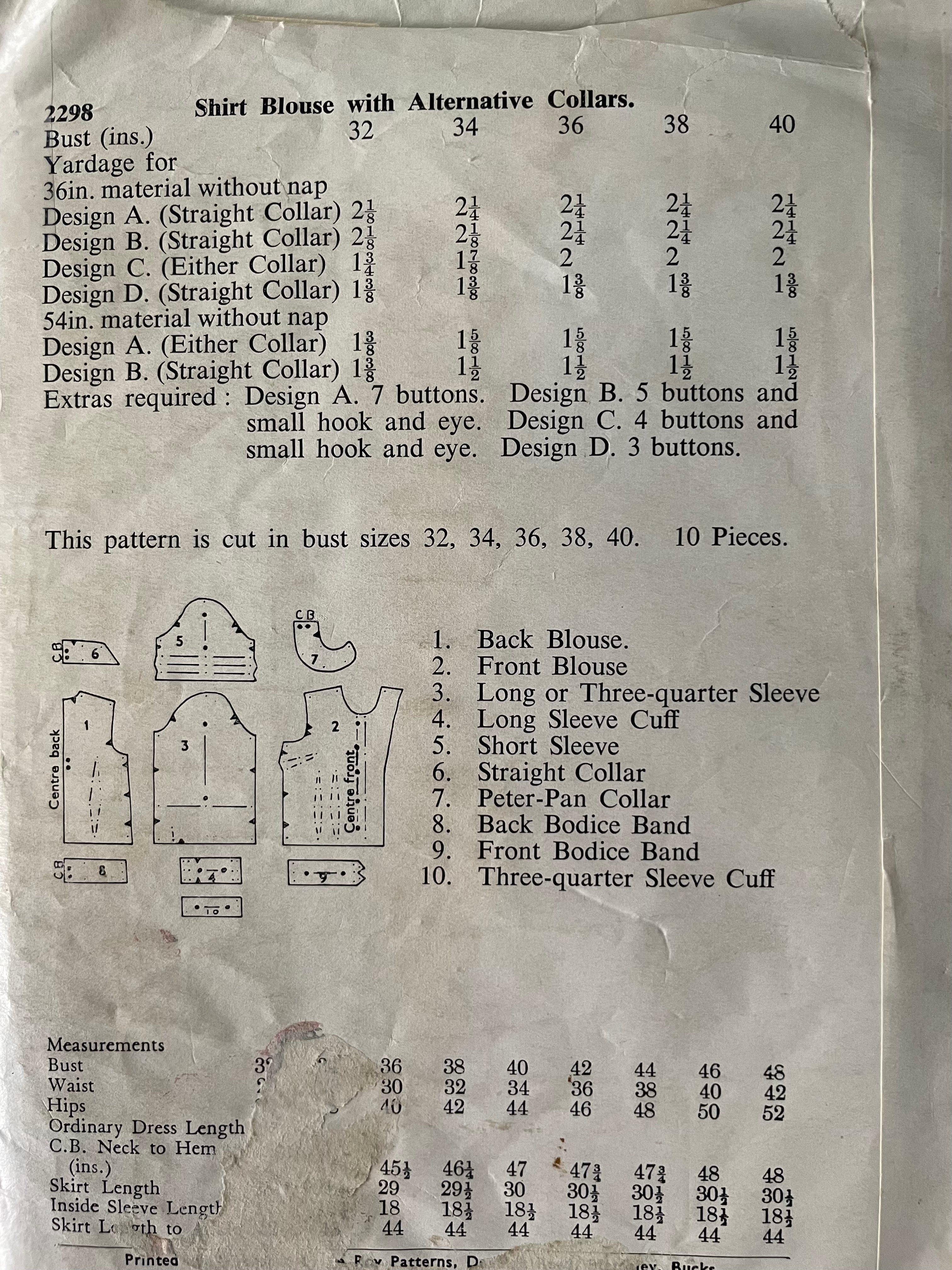 Le Roy 2298 Womens Bust 34” Blouse FF