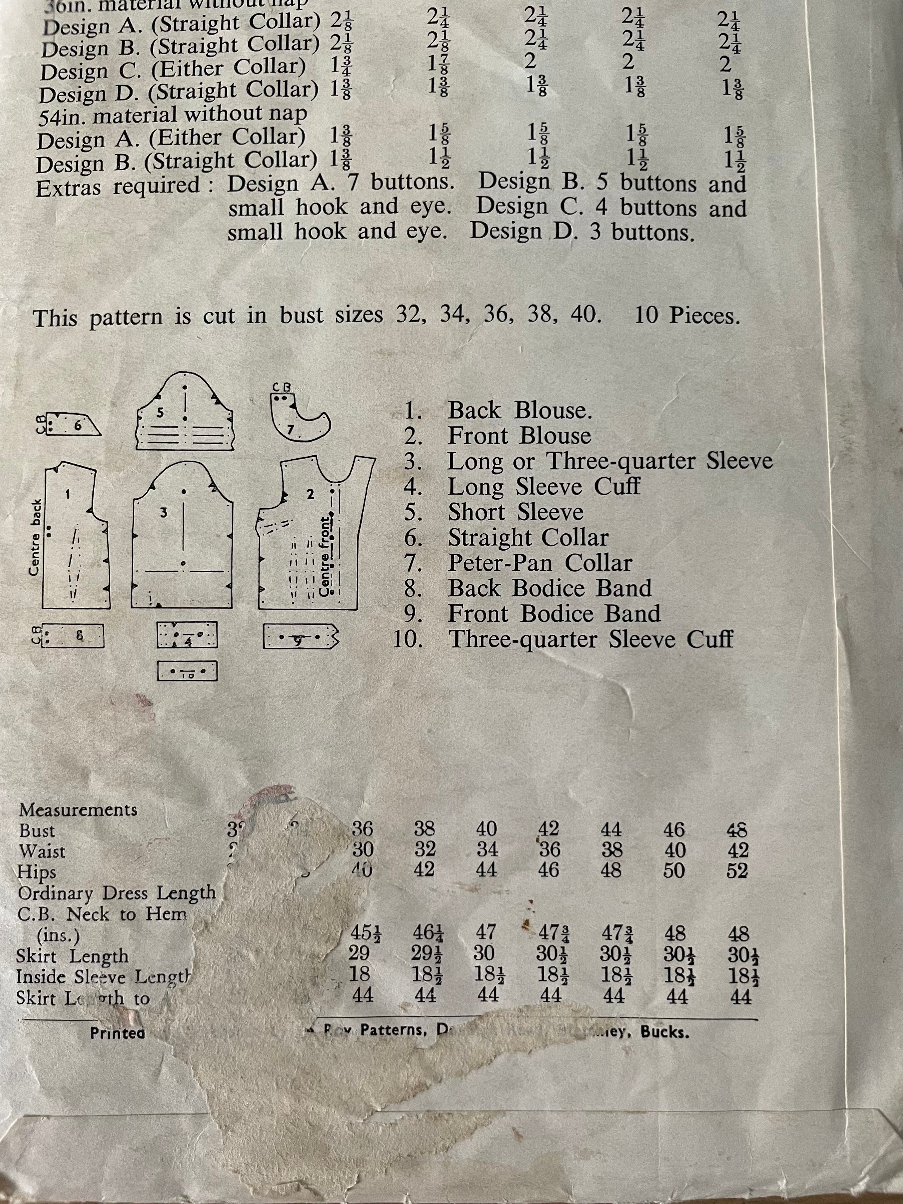 Le Roy 2298 Womens Bust 34” Blouse FF