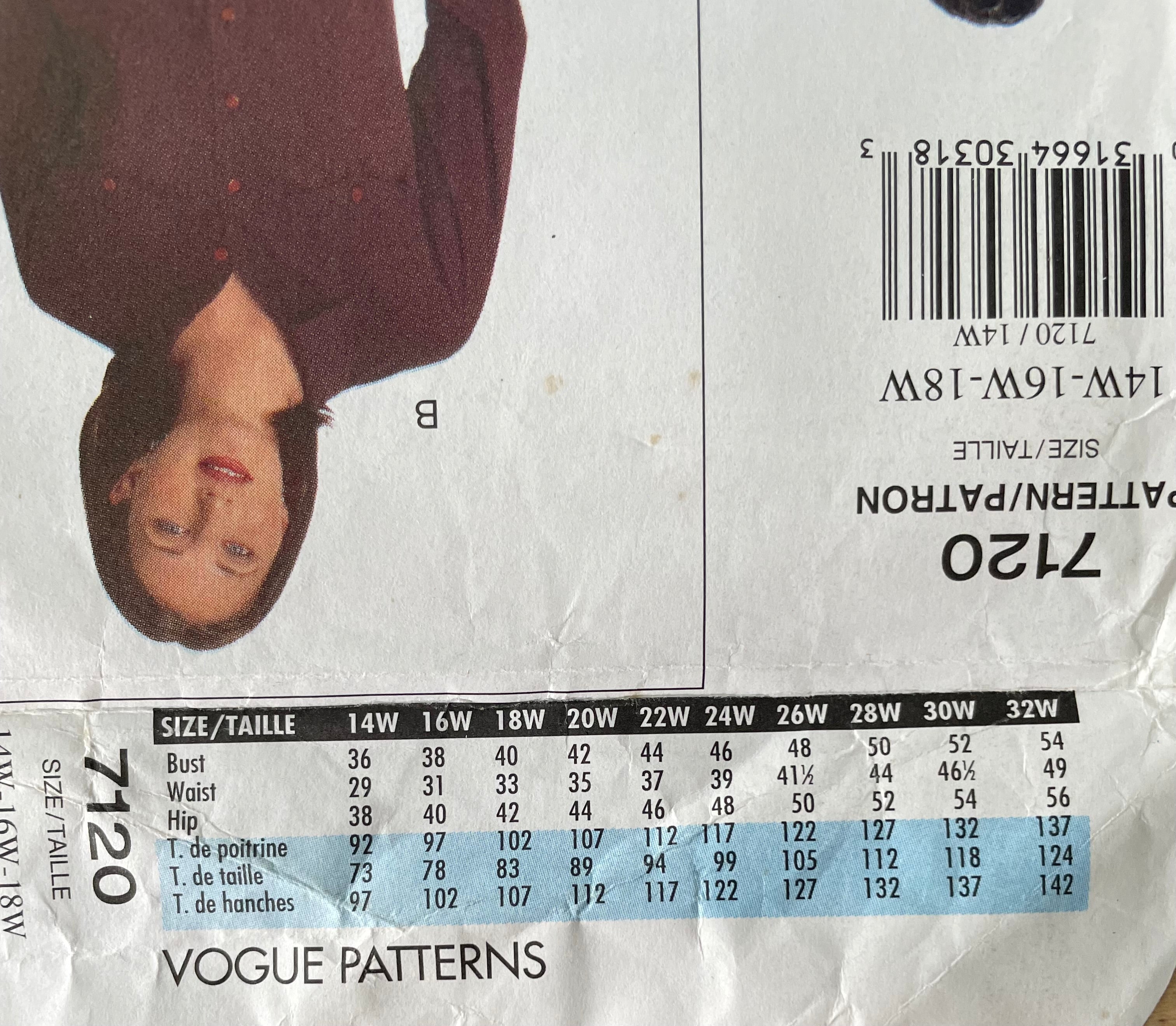 Vogue 7120 Womens Size 14-18 Petite Shirt Dress Trousers FF