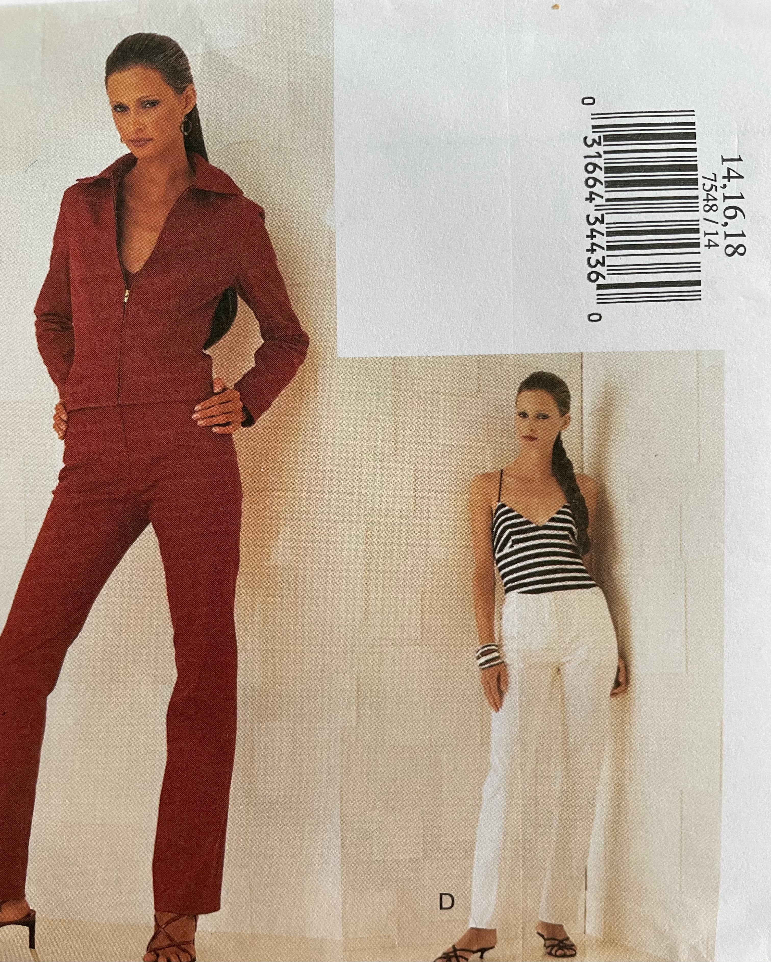 Vogue 7548 Womens Size 14-18 Jacket Waistcoat Top Trousers FF