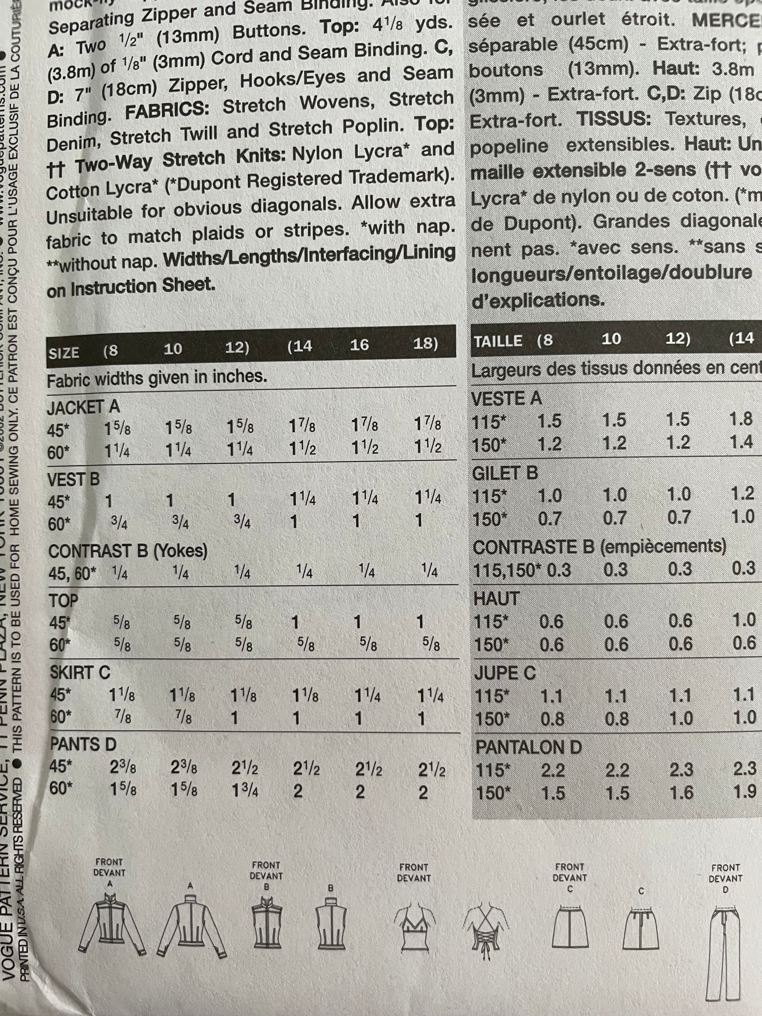 Vogue 7548 Womens Size 14-18 Jacket Waistcoat Top Trousers FF