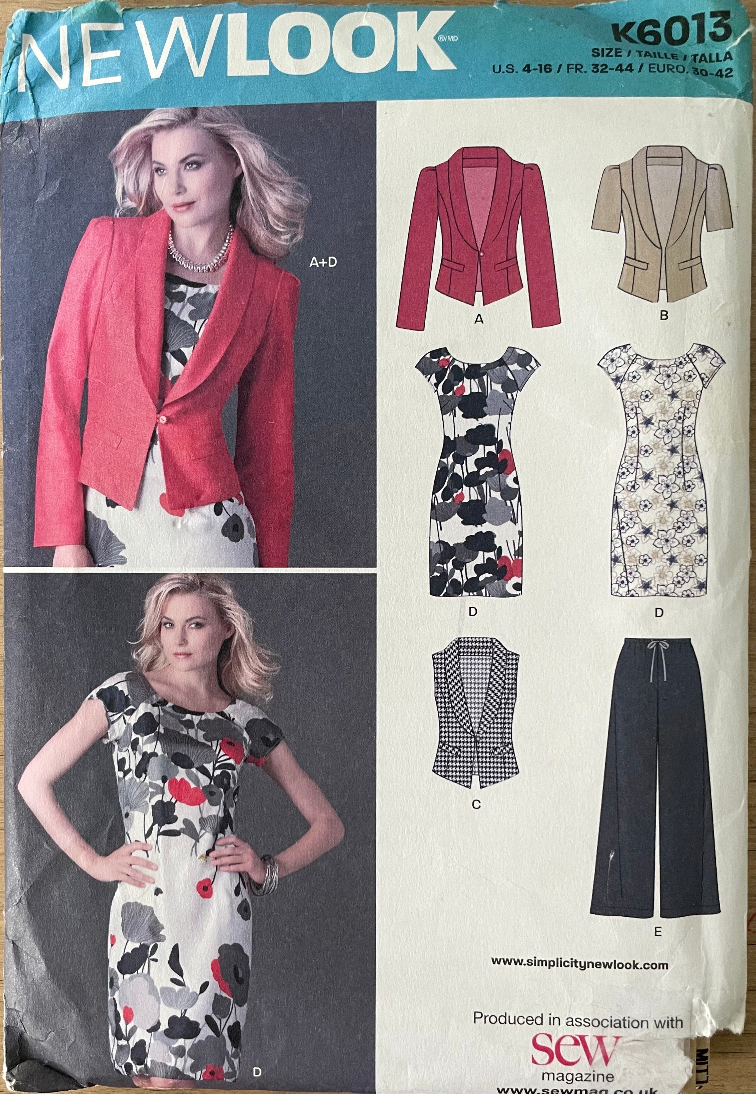 New Look K6013 Womens Size 30-42 EU Jacket Waistcoat Dress Trousers