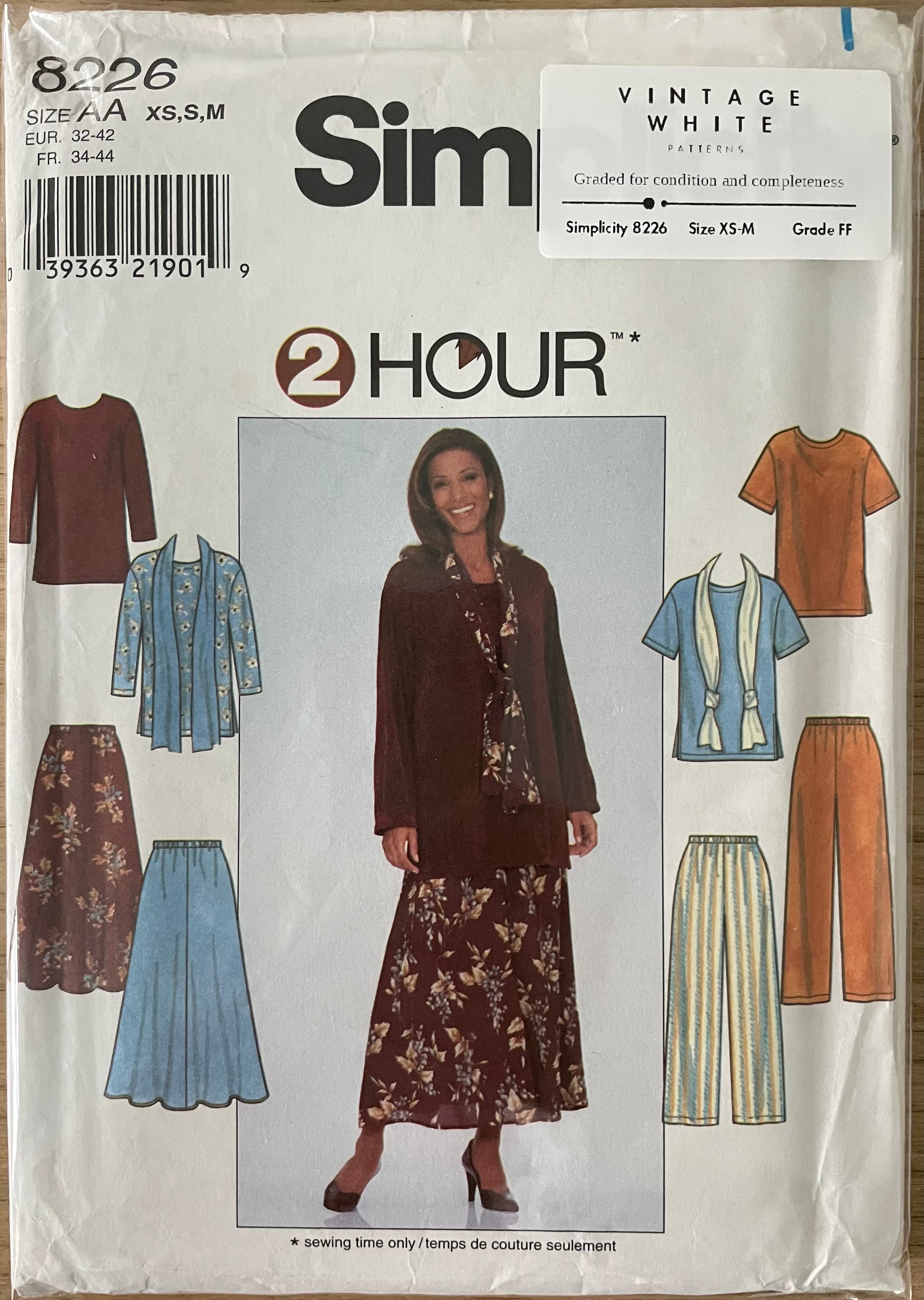 Simplicity 8226 Womens Size XS-M Top Skirt Trousers Scarf FF