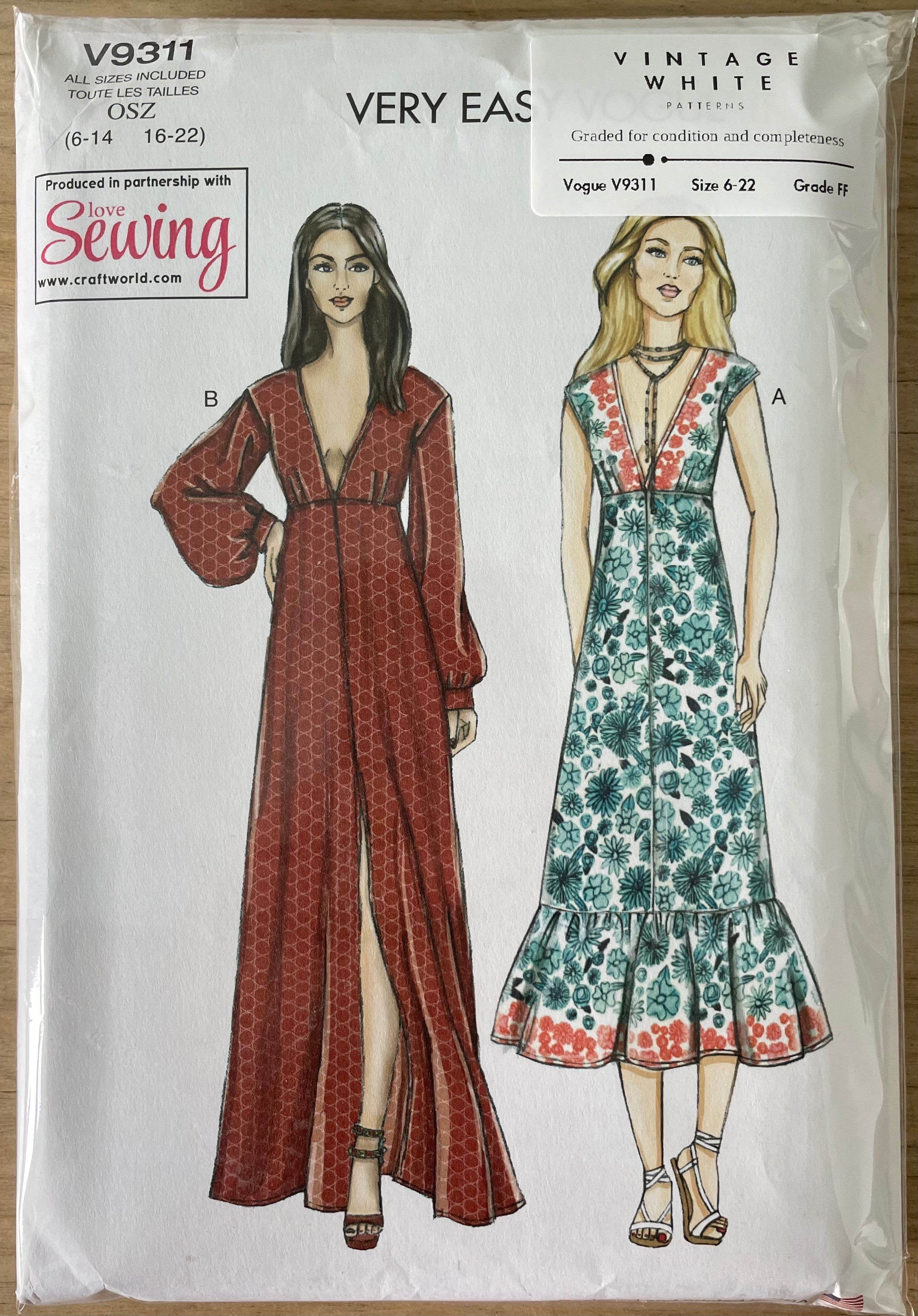 Vogue V9311 Womens Size 6-22 Dress FF