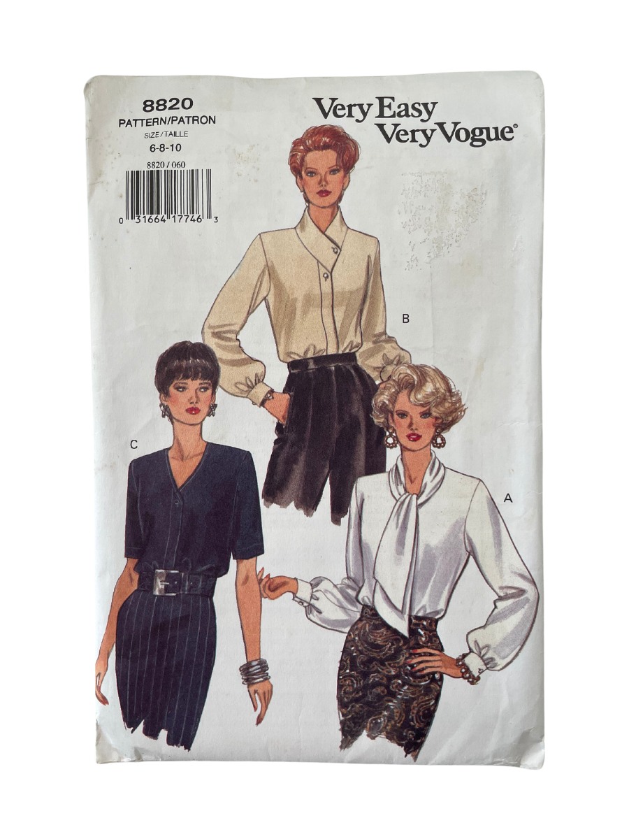 Vogue 8820 Womens Size 6-10 Top Shirt Blouse