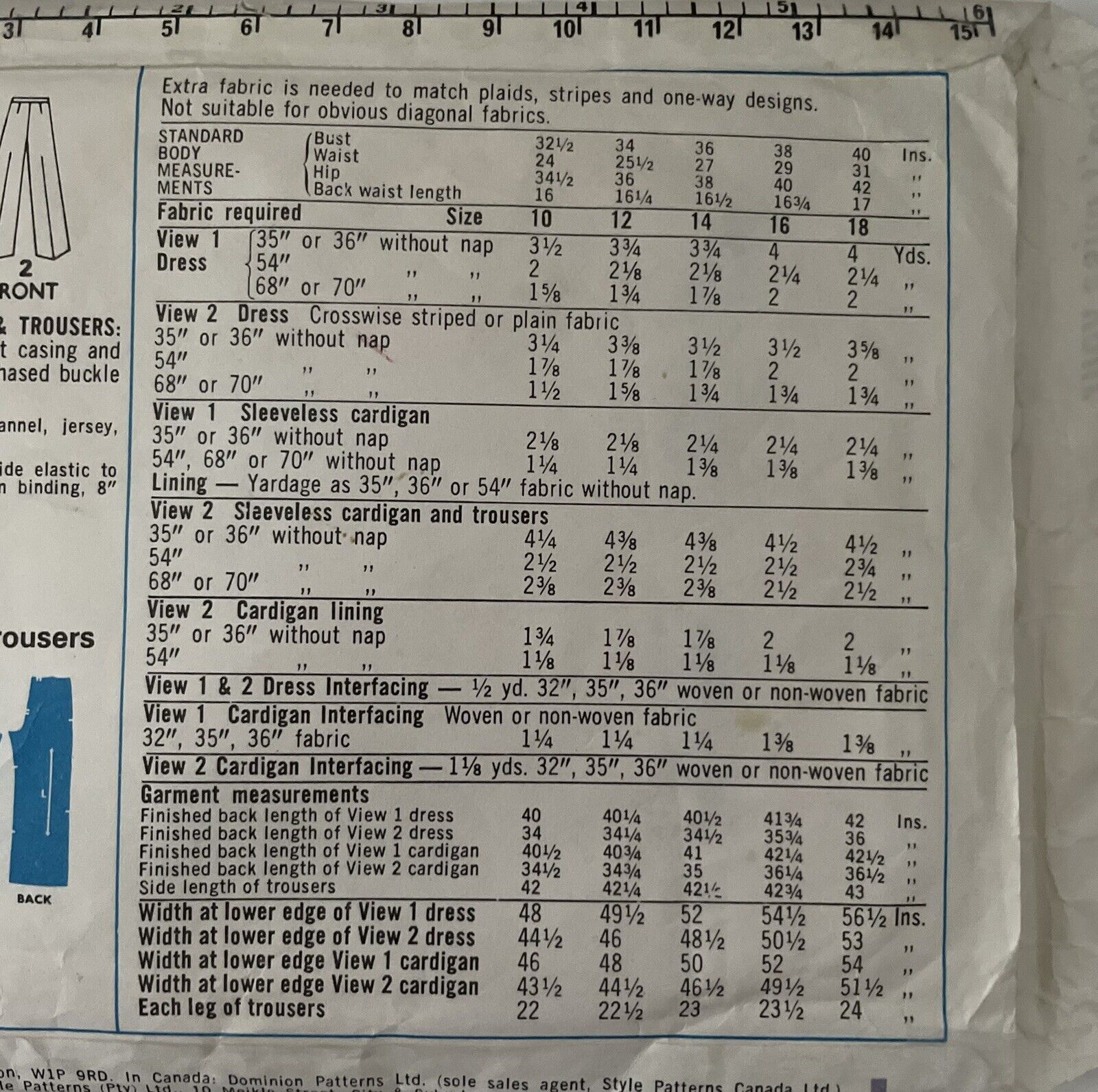 Style 3645 Womens Size 14 Dress Waistcoat Trousers