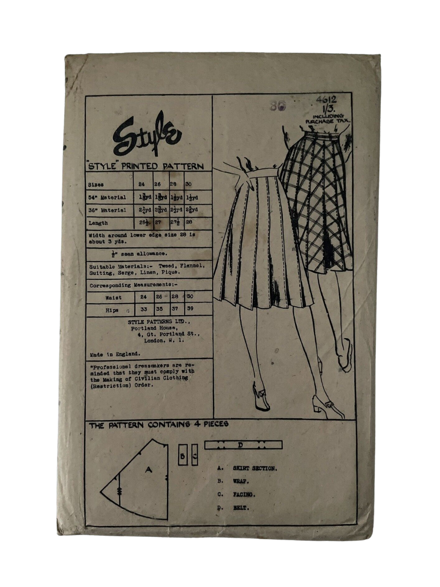 Style 4612 Womens Waist 30" Skirt FF