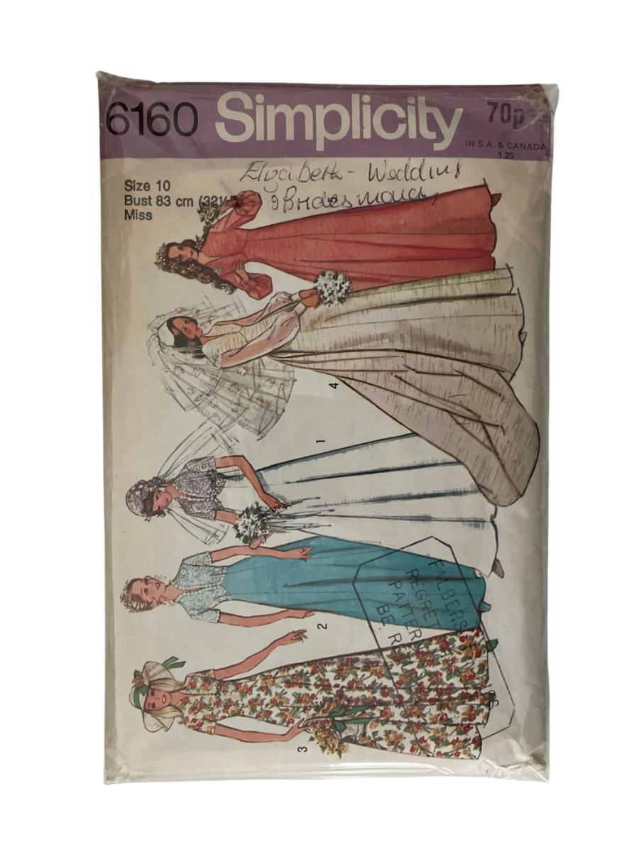 Simplicity 6160 Womens Size 10 Wedding Dress Bridesmaid
