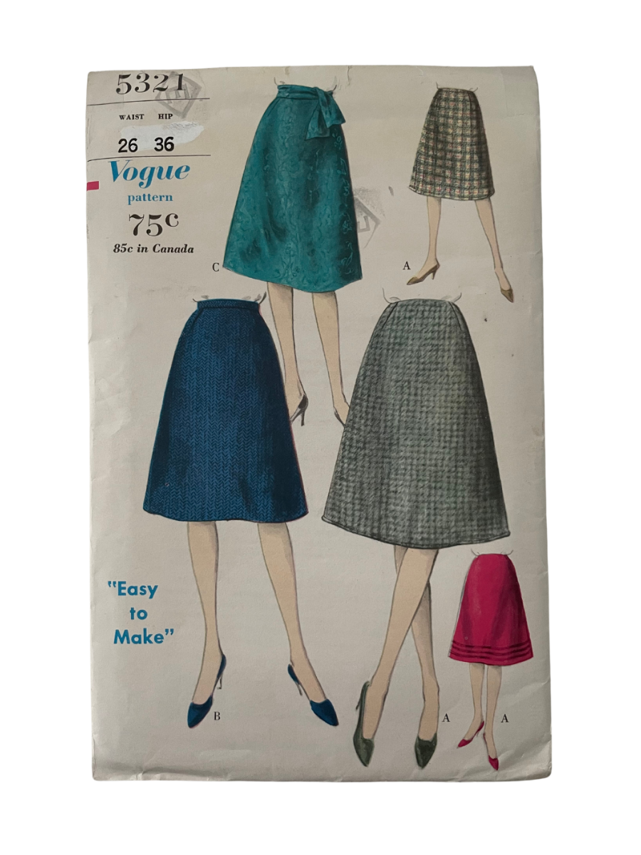 Vogue 5321 Womens Waist 26" Skirt