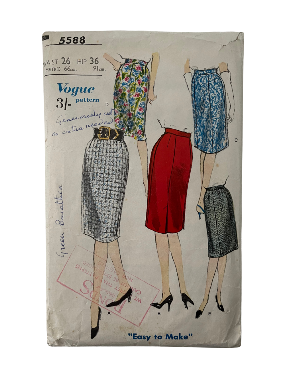 Vogue 5588 Womens Waist 26" Skirt