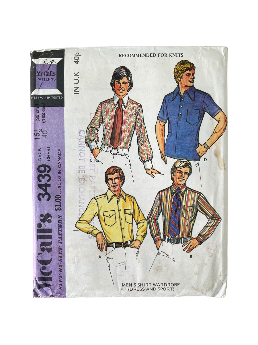 McCalls 3439 Mens Size 15.5" Shirt