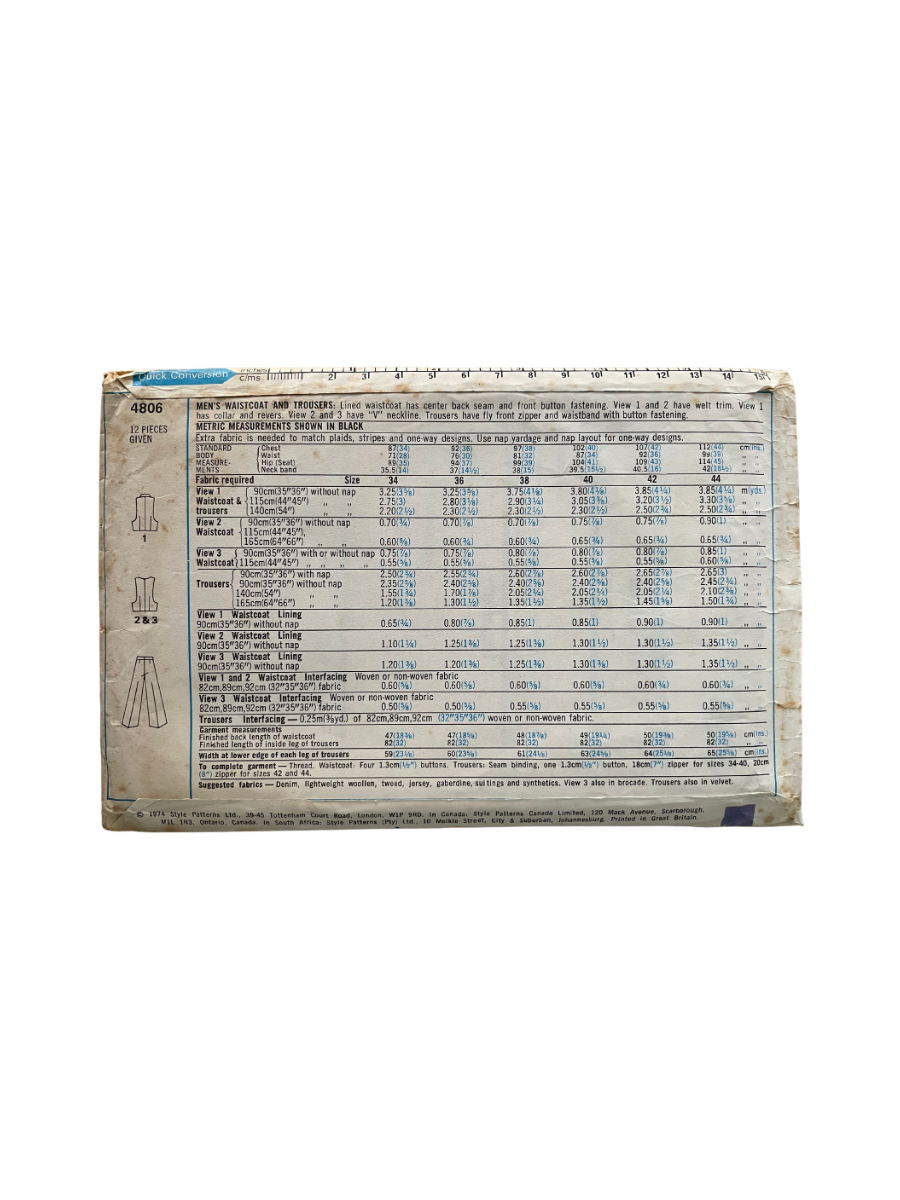 Style 4806 Size 36" Chest Mens Waistcoat Trousers FF