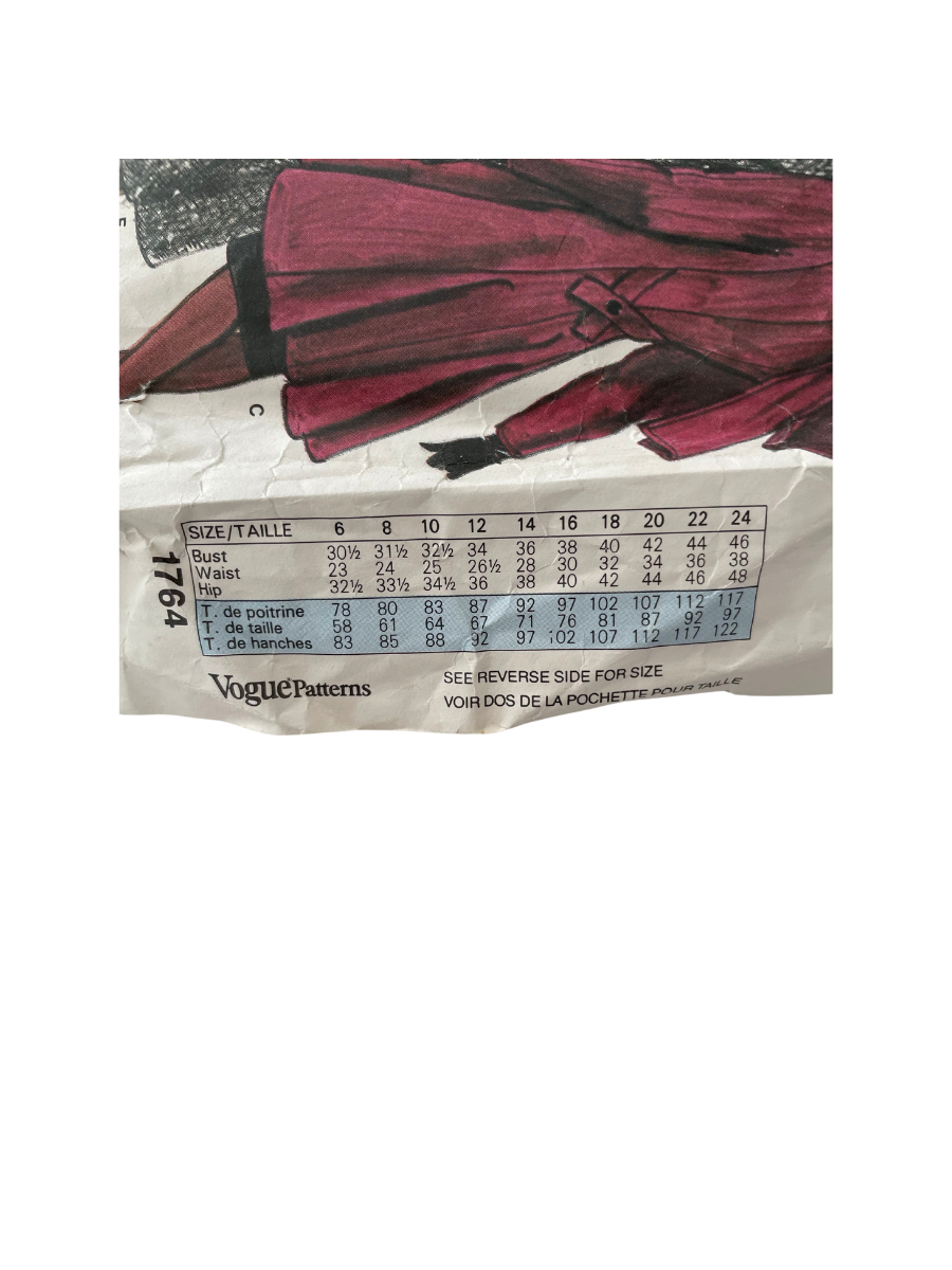 Vogue 1764 Womens Size 12 Coat