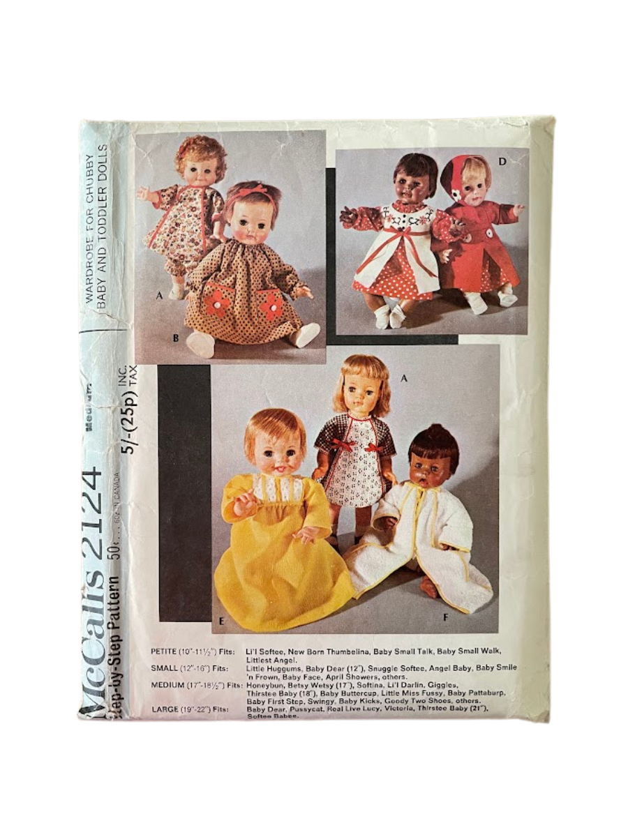McCalls 2124 Dolls Wardrobe Size 17-18.5"