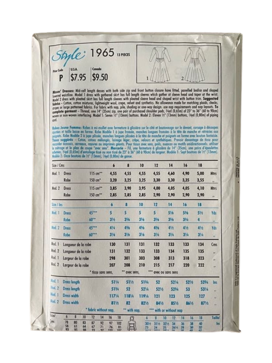 Style 1965 Womens Size 4-16 Dress FF