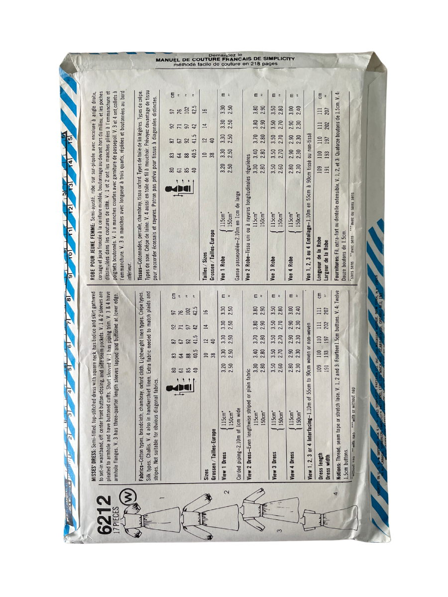 Simplicity 6212 Womens Size 8 UK Dress FF