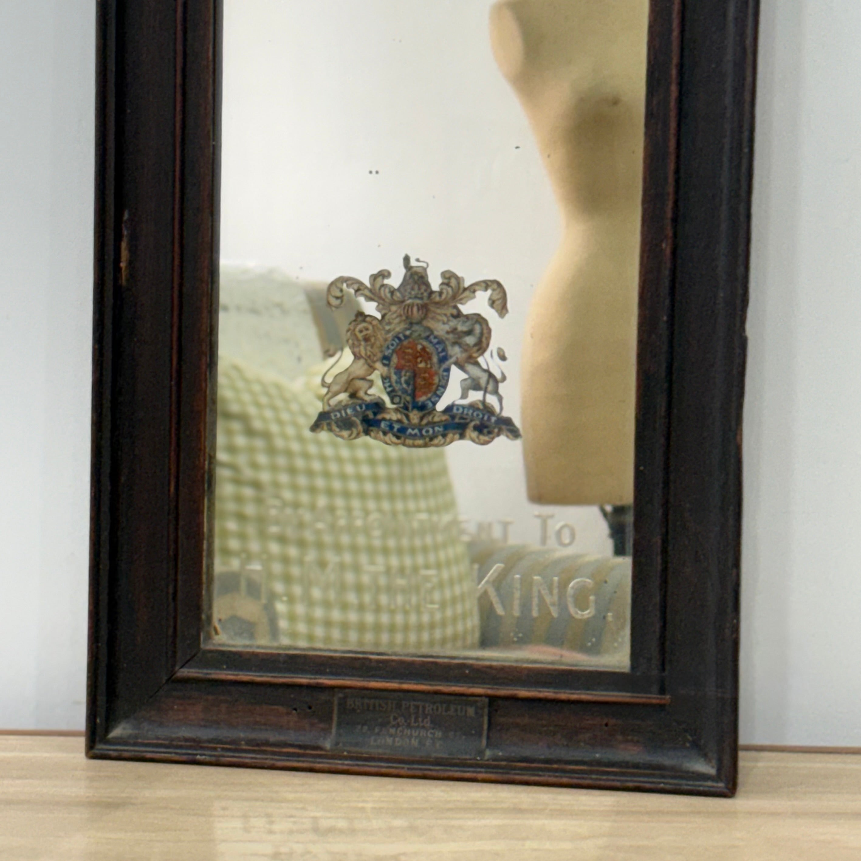 Vintage Shell Petrol Advertising Mirror Royal Warrant British Petroleum BP 1930s