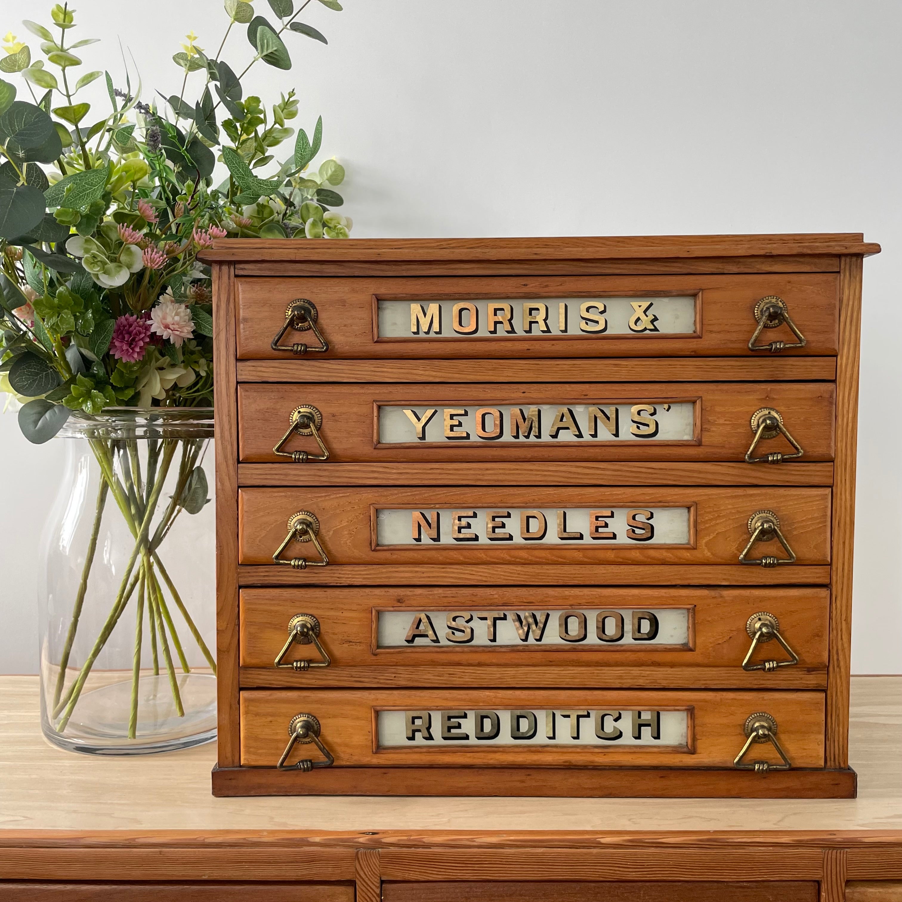 Antique Morris & Yeomans Needle Haberdashery Cabinet