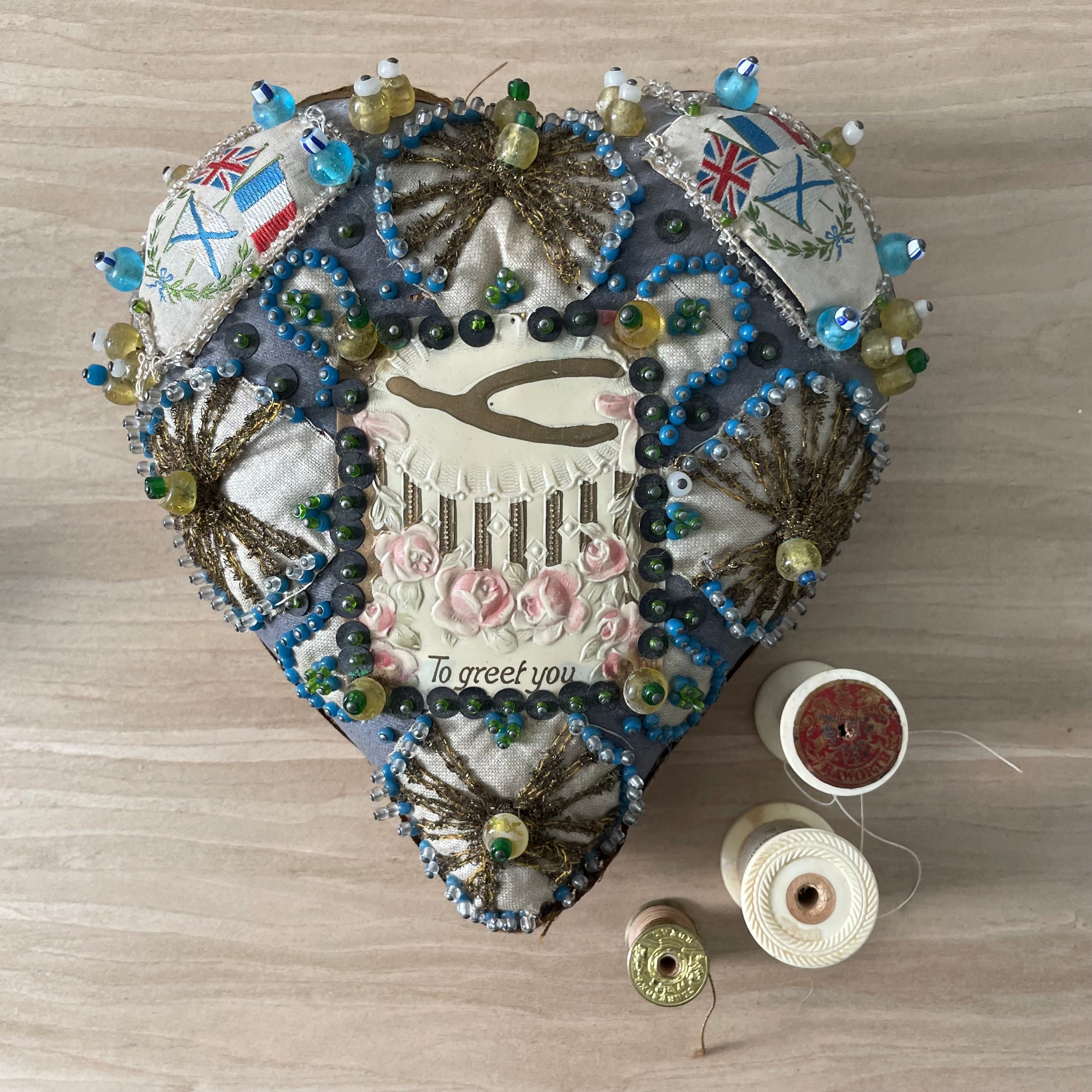 Antique WWI Sweetheart Pin Cushion &