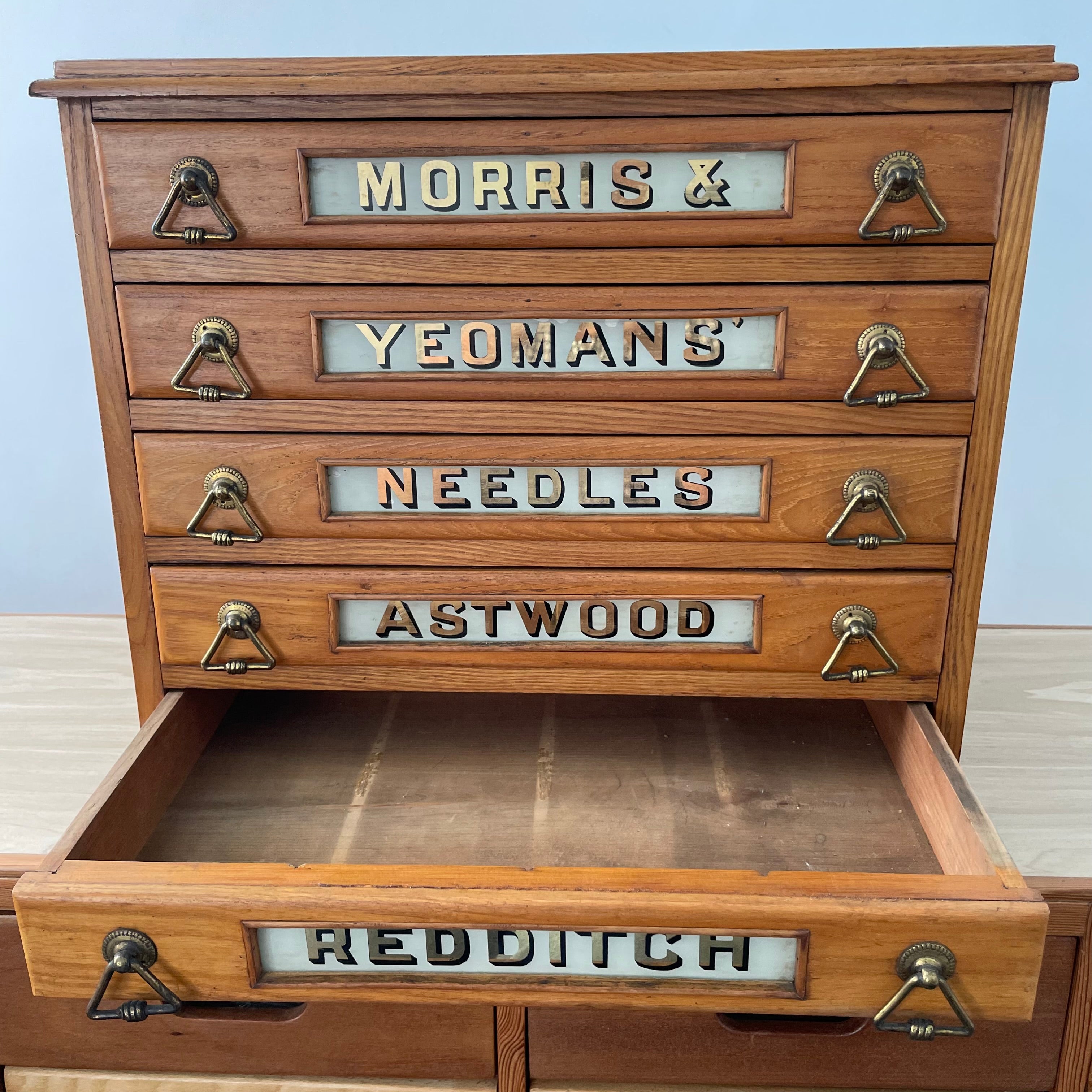 Antique Morris & Yeomans Needle Haberdashery Cabinet