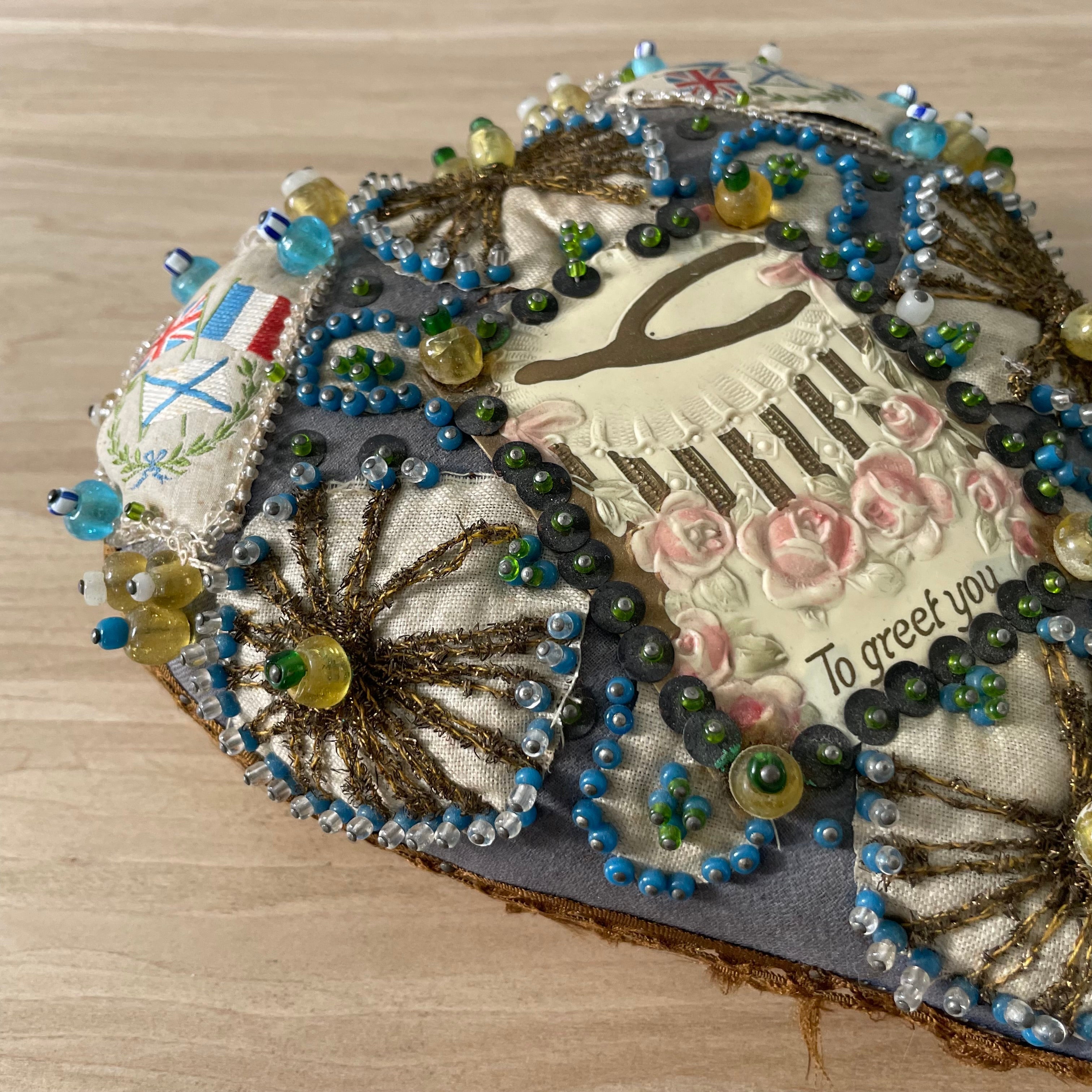 Antique WWI Sweetheart Pin Cushion &