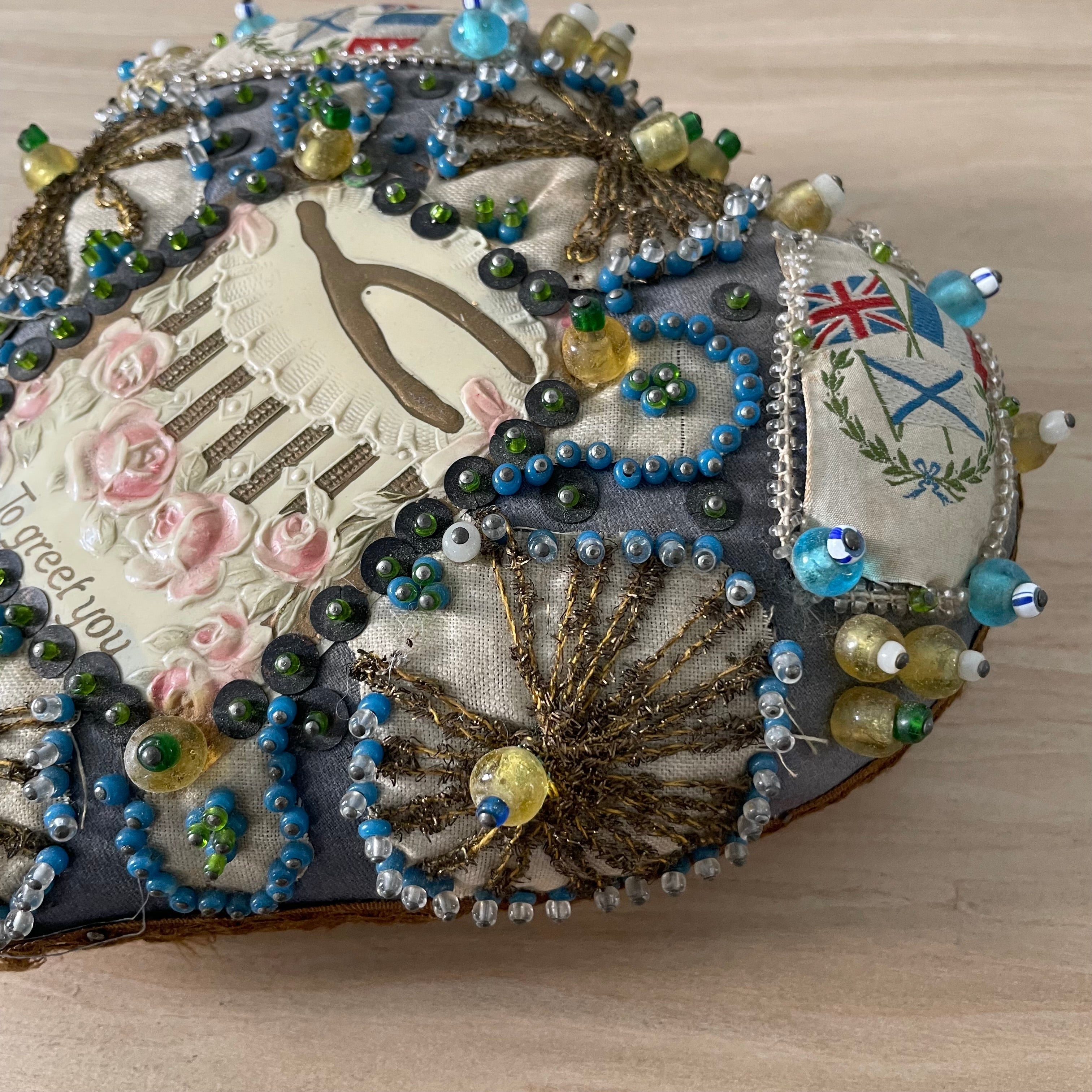 Antique WWI Sweetheart Pin Cushion &