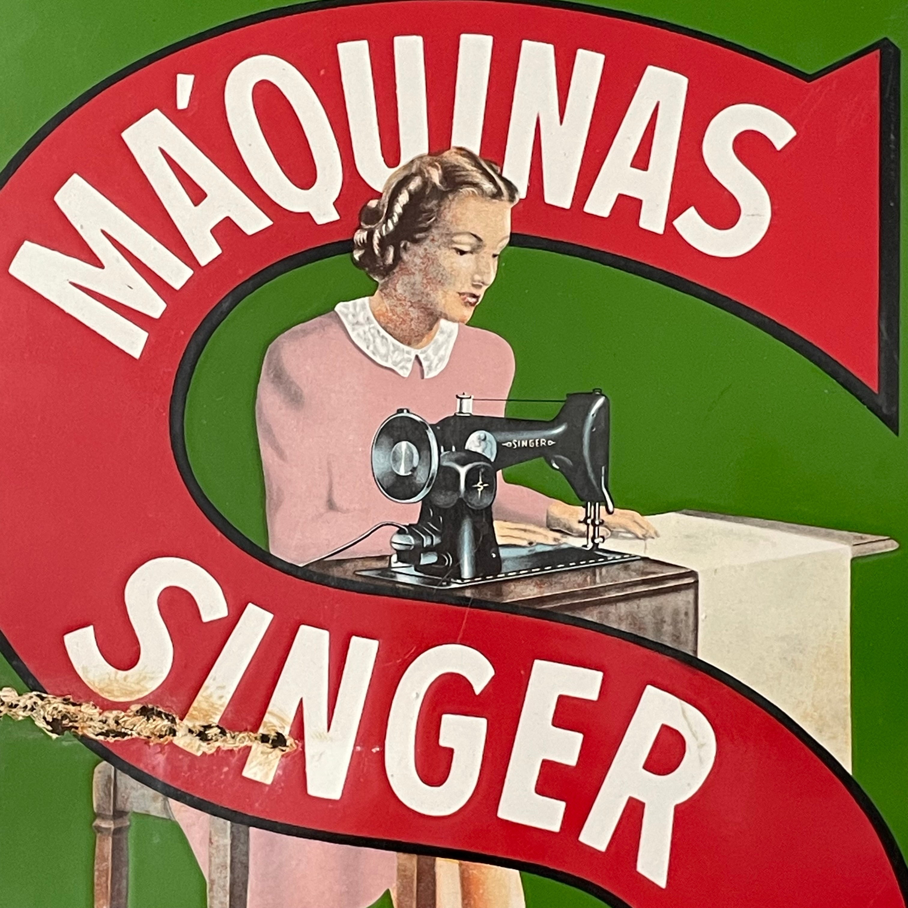 1940s Singer Shop Advertising Enamel Sign