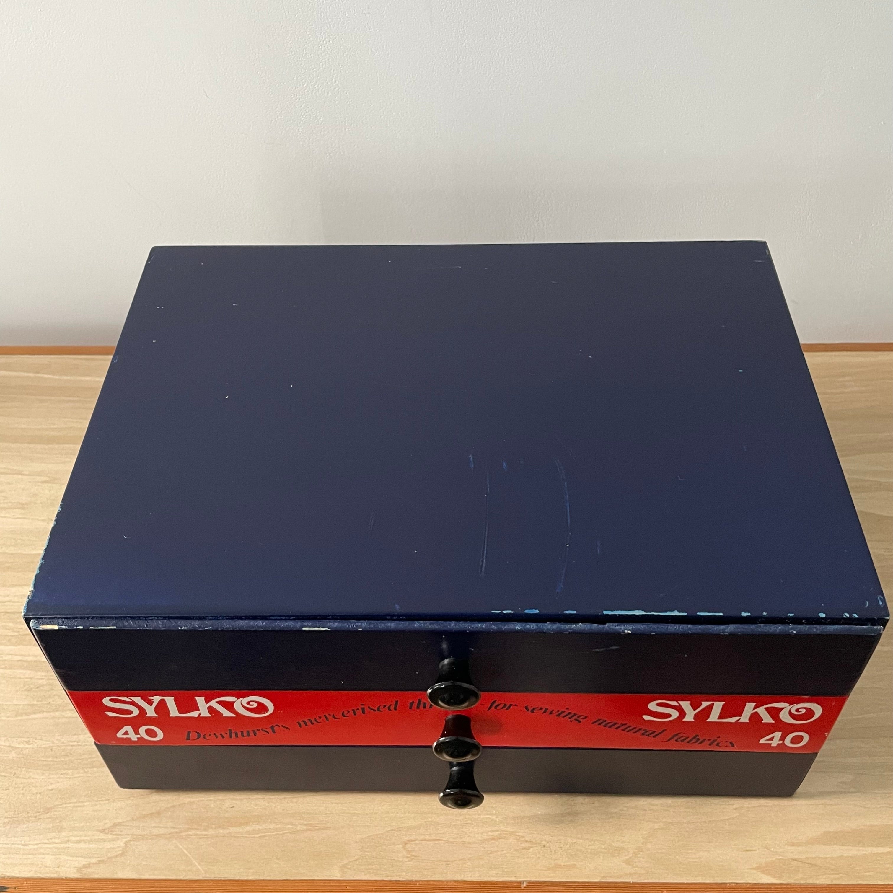 Vintage Sylko Navy and Red Haberdashery Cotton Reel Drawers