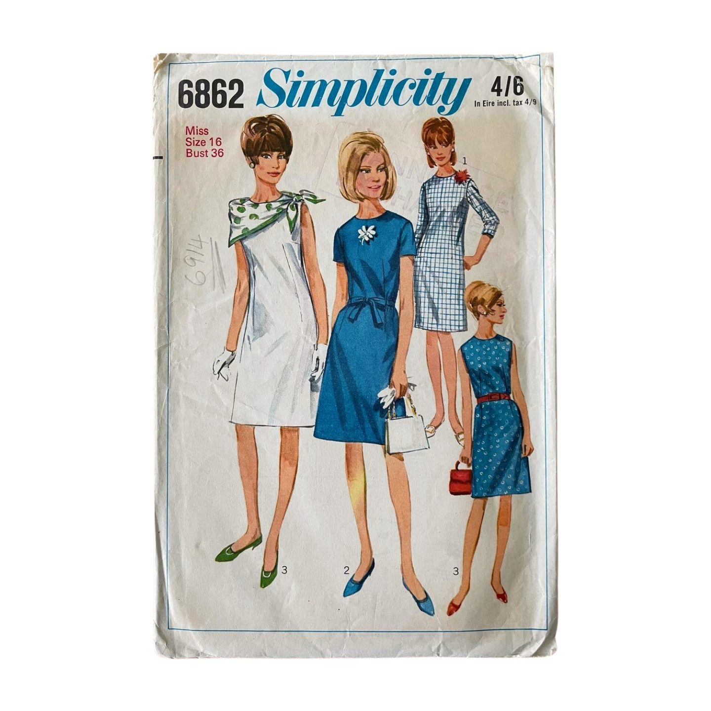 Simplicity 6862 Womens Size 12 Bust 36” Dress