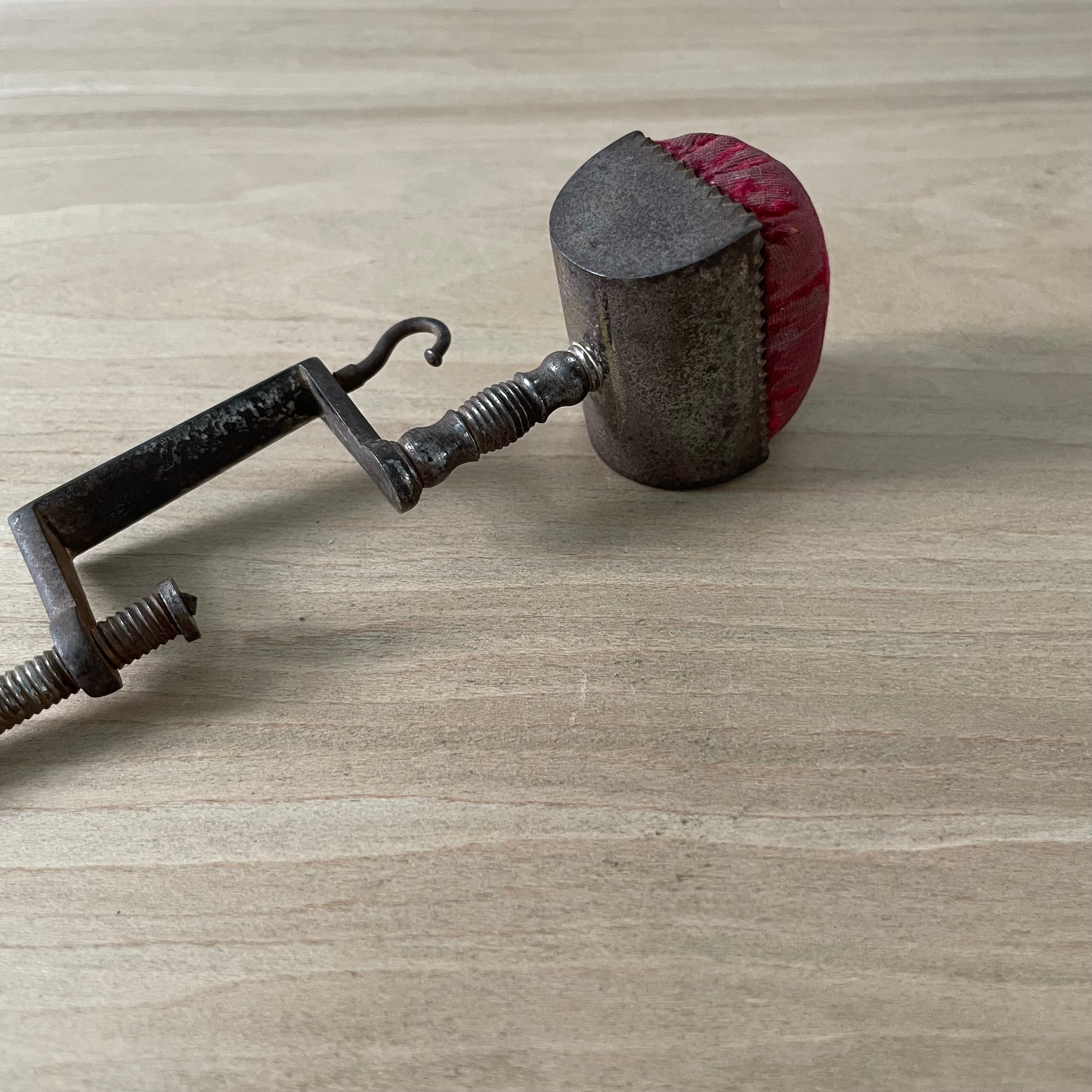 Antique 19th Century Steel Cushion Table Clamp Red