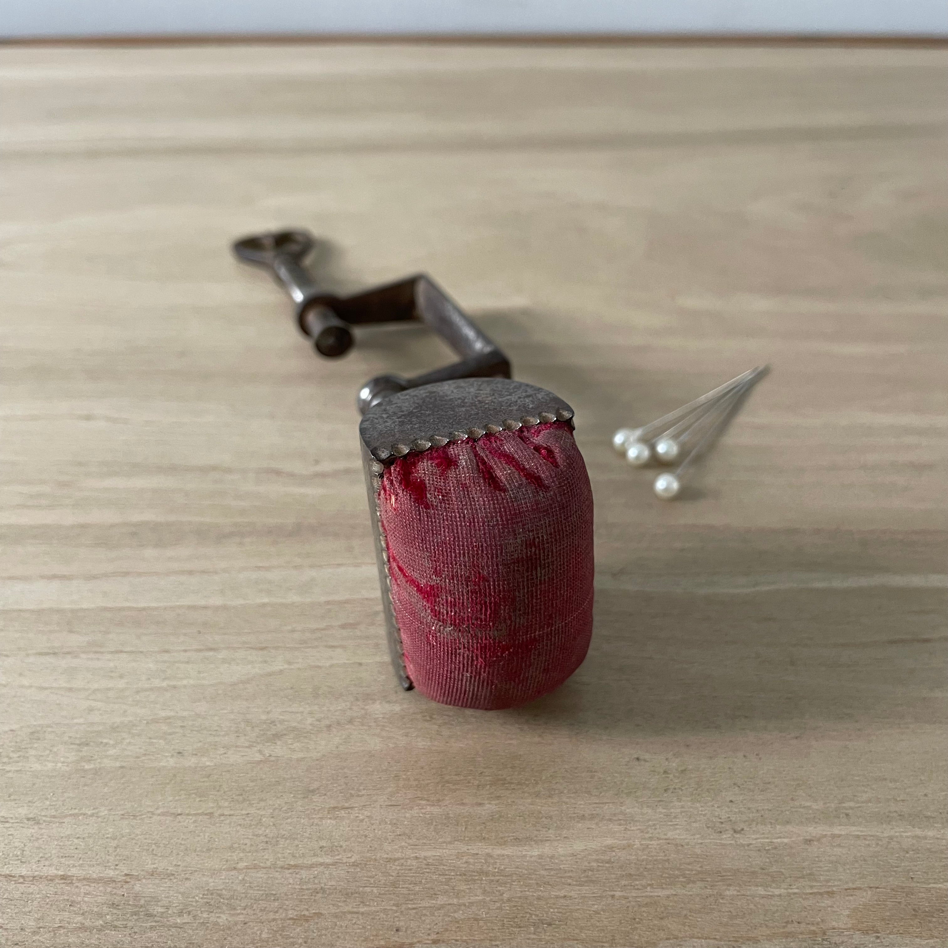 Antique 19th Century Steel Cushion Table Clamp Red