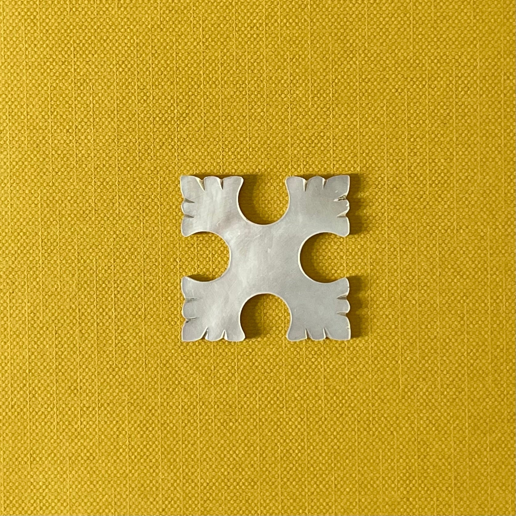 Antique Mother of Pearl Thread Winder – Fleur-de-Lis Cross c.1860s