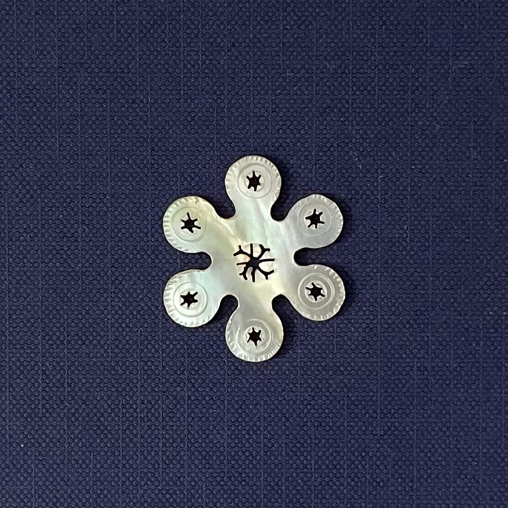 Antique Mother of Pearl Thread Winder – Star-Pierced Rosette c.1850-80s