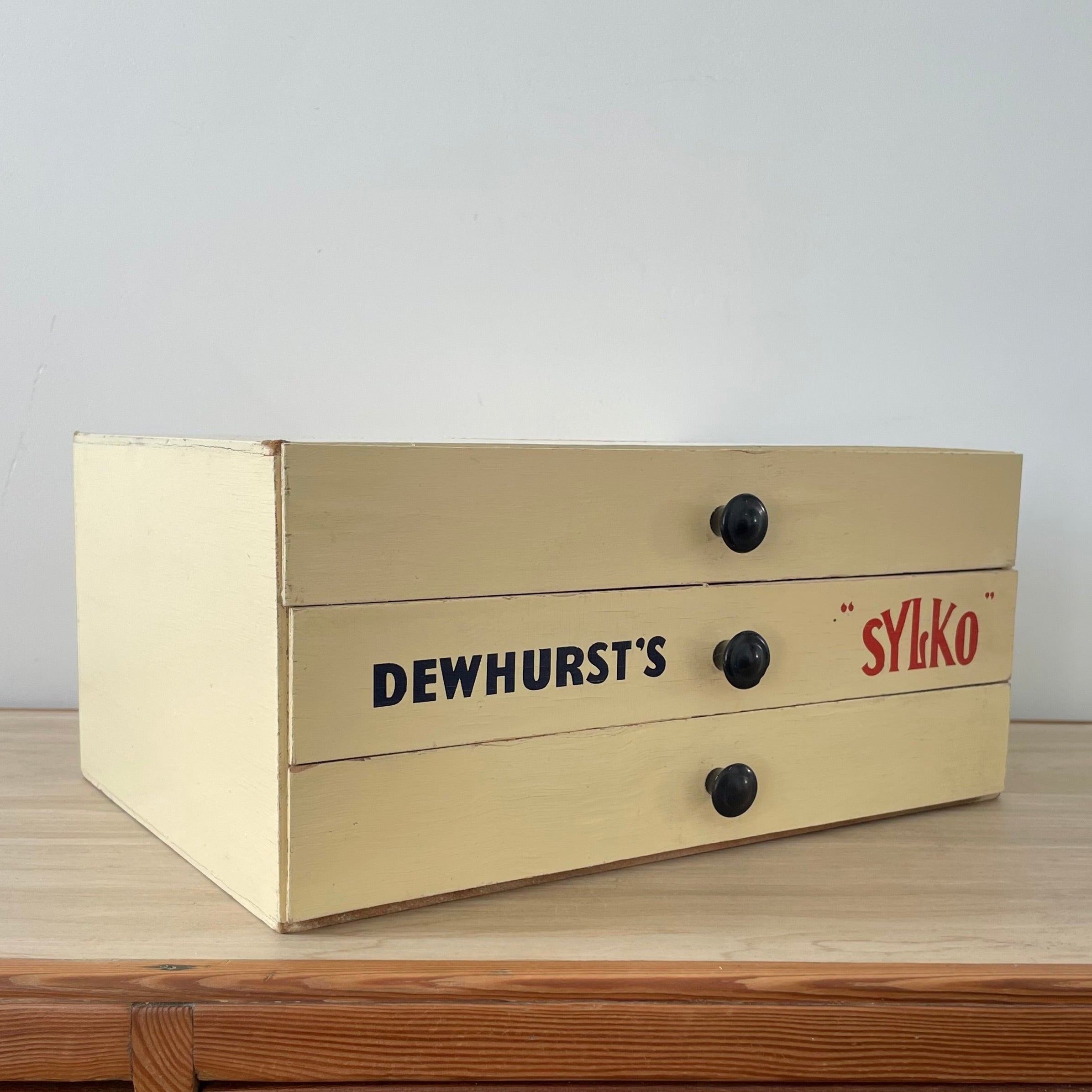 Vintage Dewhurst’s Sylko Cotton Reel Drawers – Three-Drawer Shop Display Cabinet