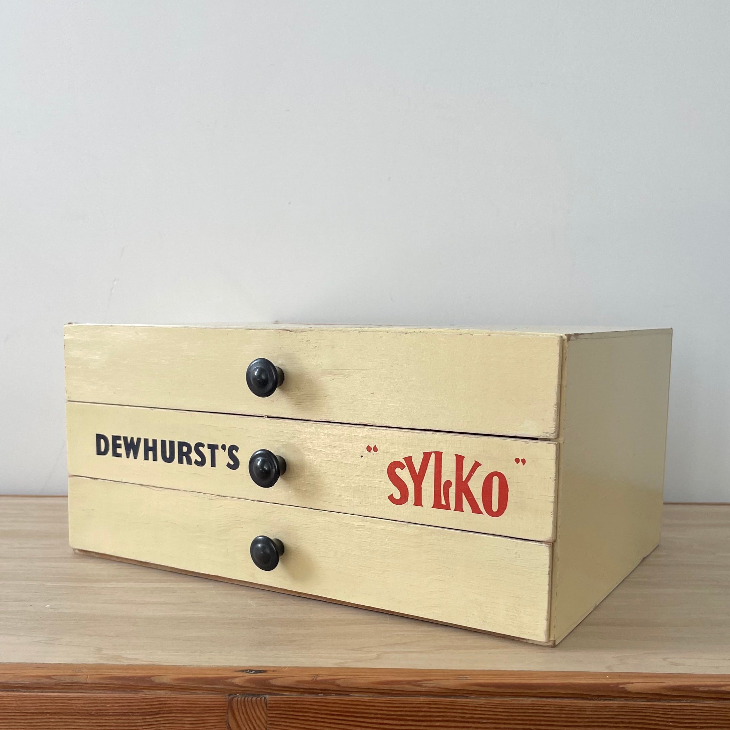 Vintage Dewhurst’s Sylko Cotton Reel Drawers – Three-Drawer Shop Display Cabinet