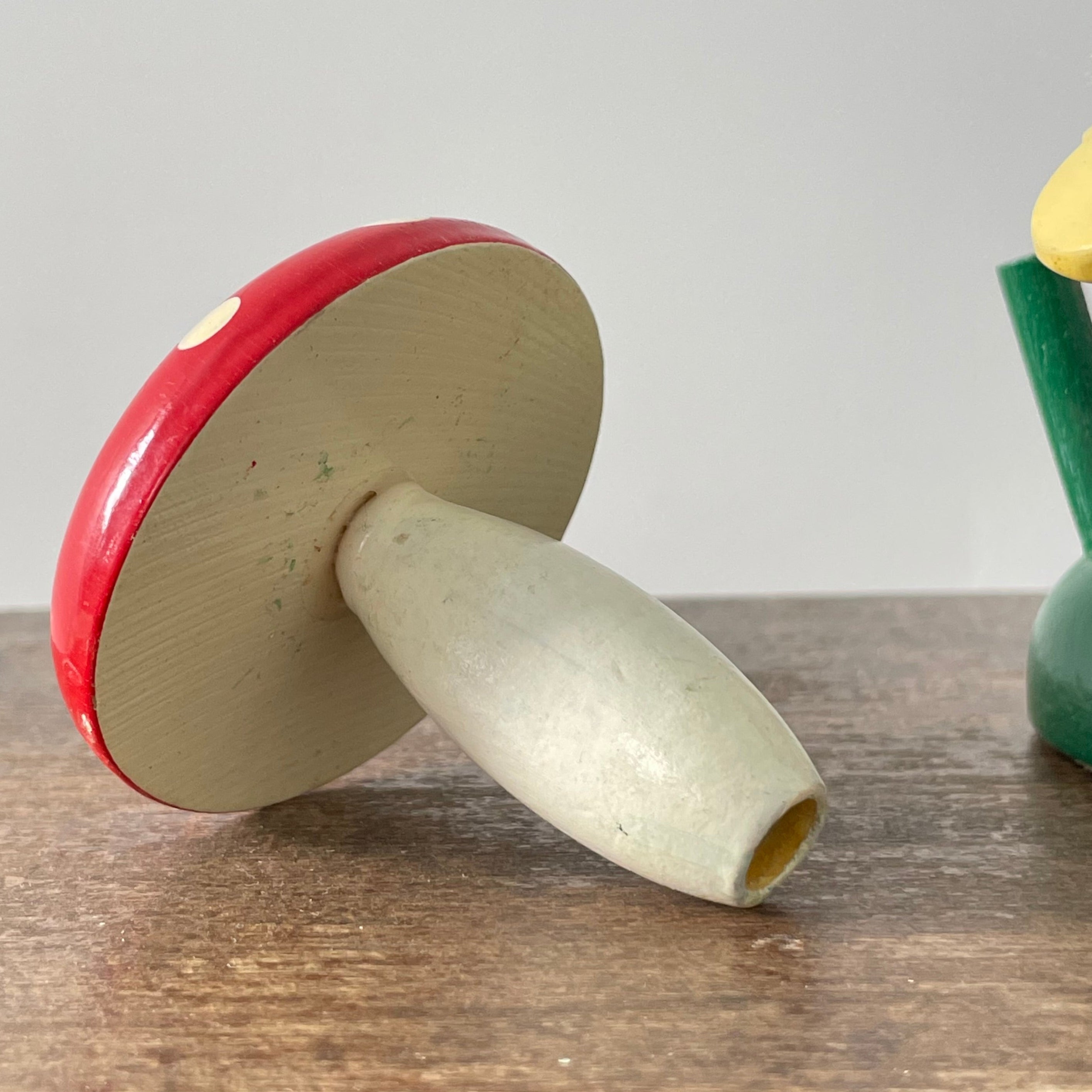 Vintage Wooden Gnome Sewing Caddy – Darning Mushroom, Tape & Thimble – FOREIGN