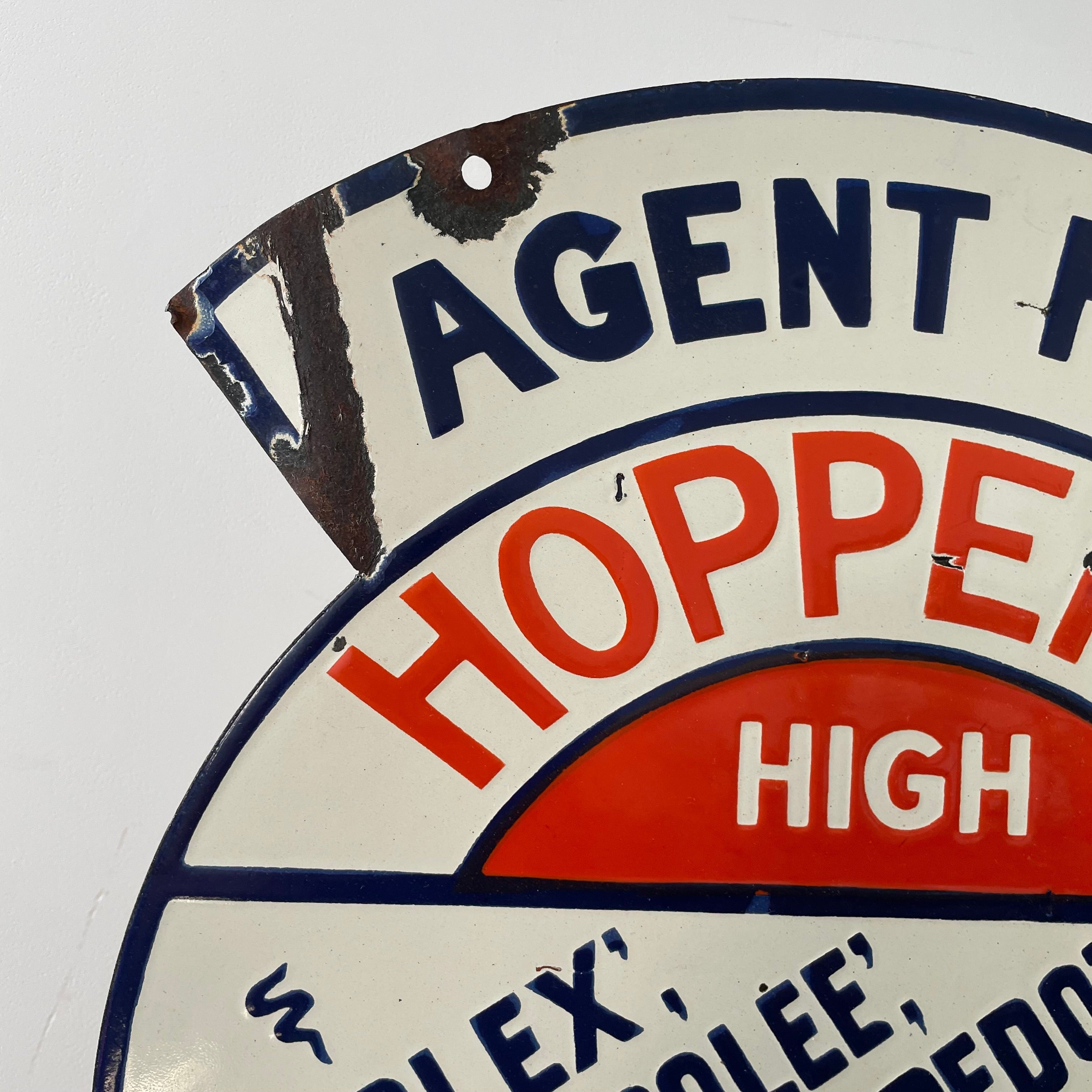 Genuine Original Enamel Hopper’s Cycles Advertising Sign – Bicycle Agent Porcelain Sign c.1930s