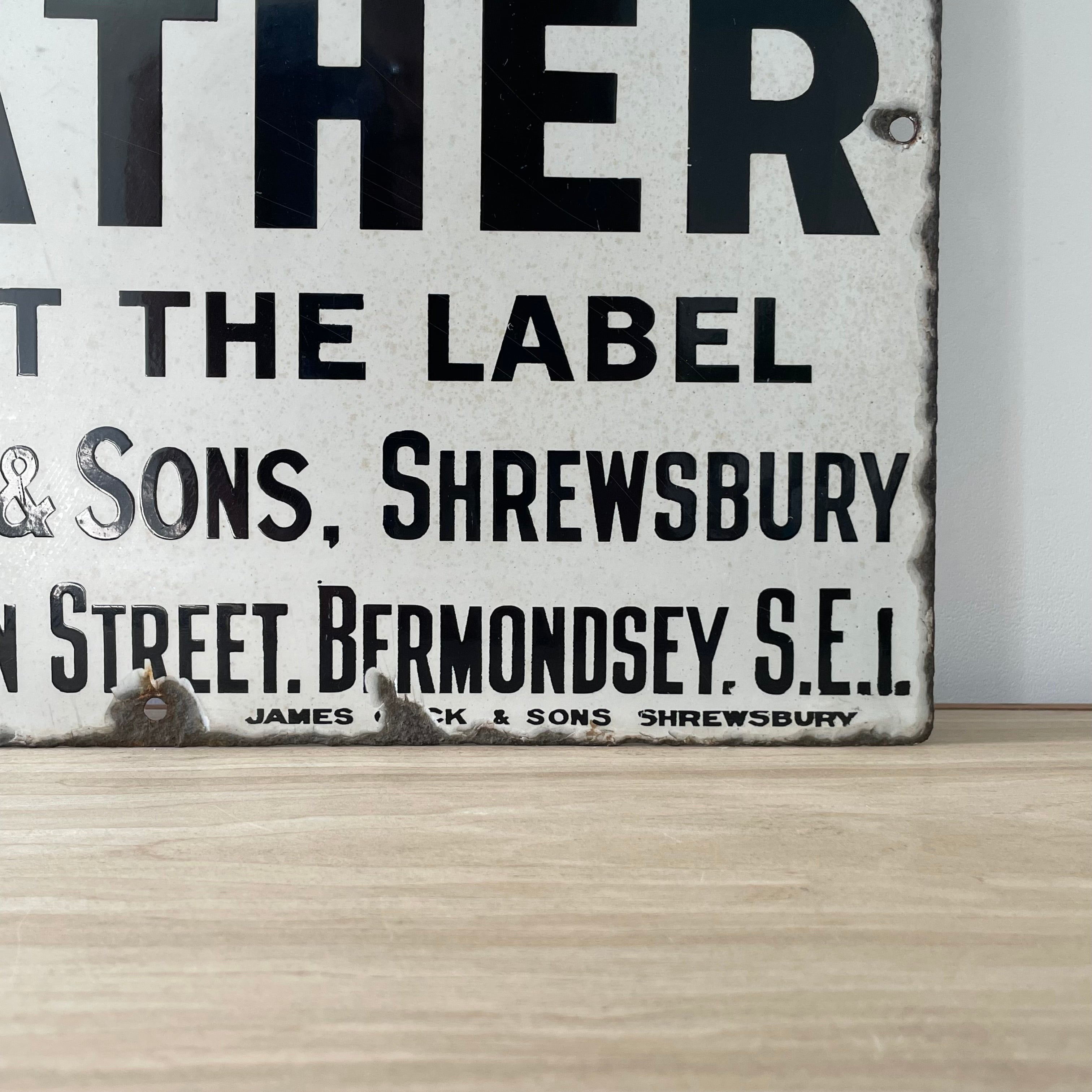 Rare Original Enamel Sign – ‘Cock of the Walk’ Leather – James Cock & Sons Bootmaker Advertising