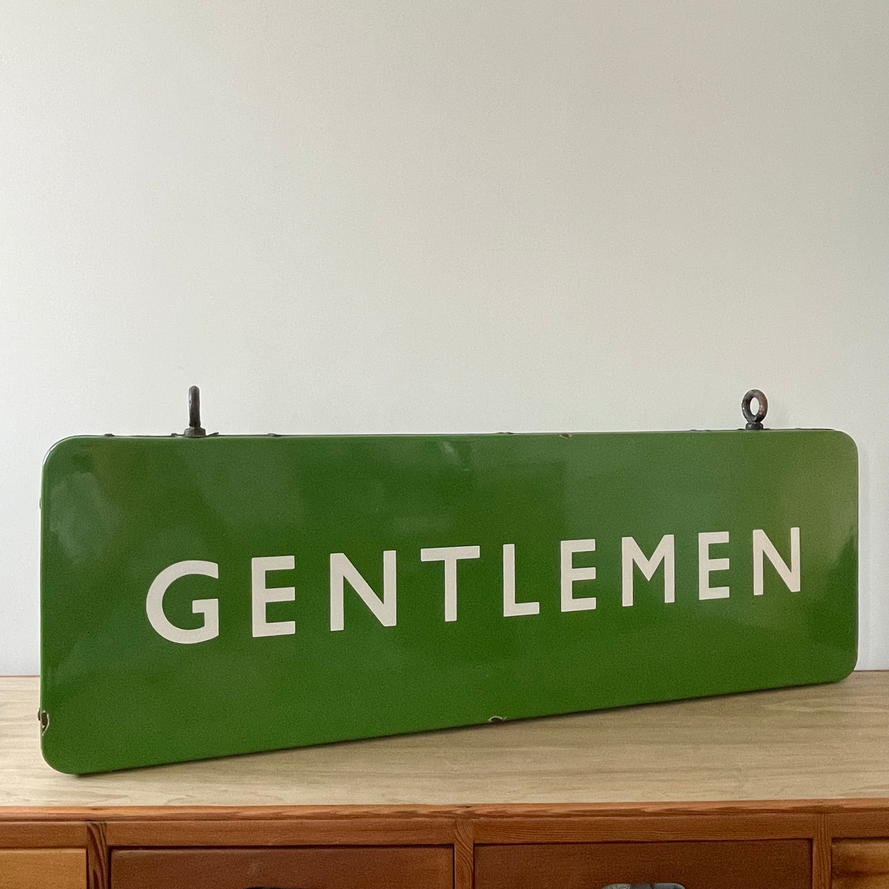 Vintage British Railway Enamel Sign – Double-Sided "GENTLEMEN"