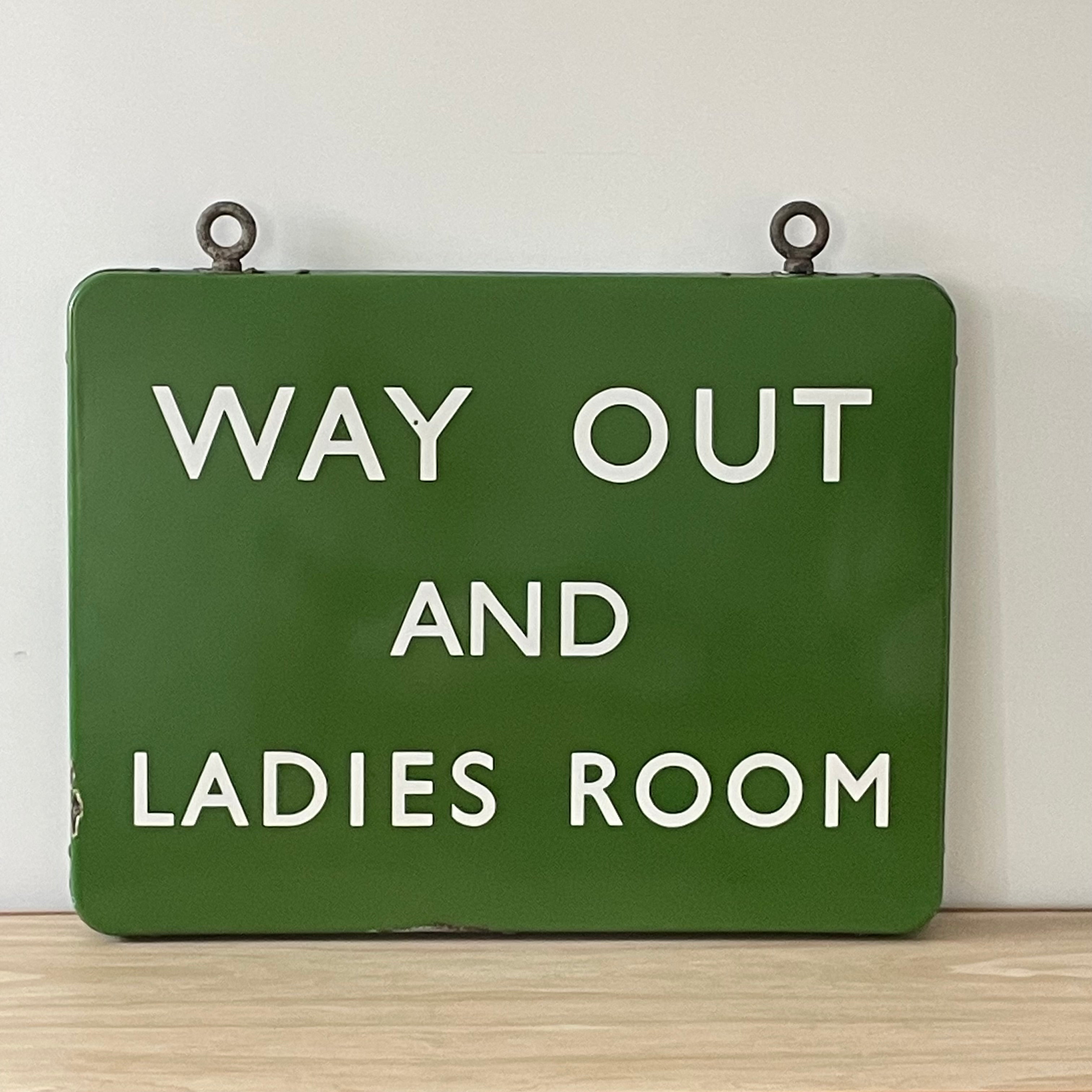 Vintage British Railway Enamel Sign – "WAY OUT AND LADIES ROOM"