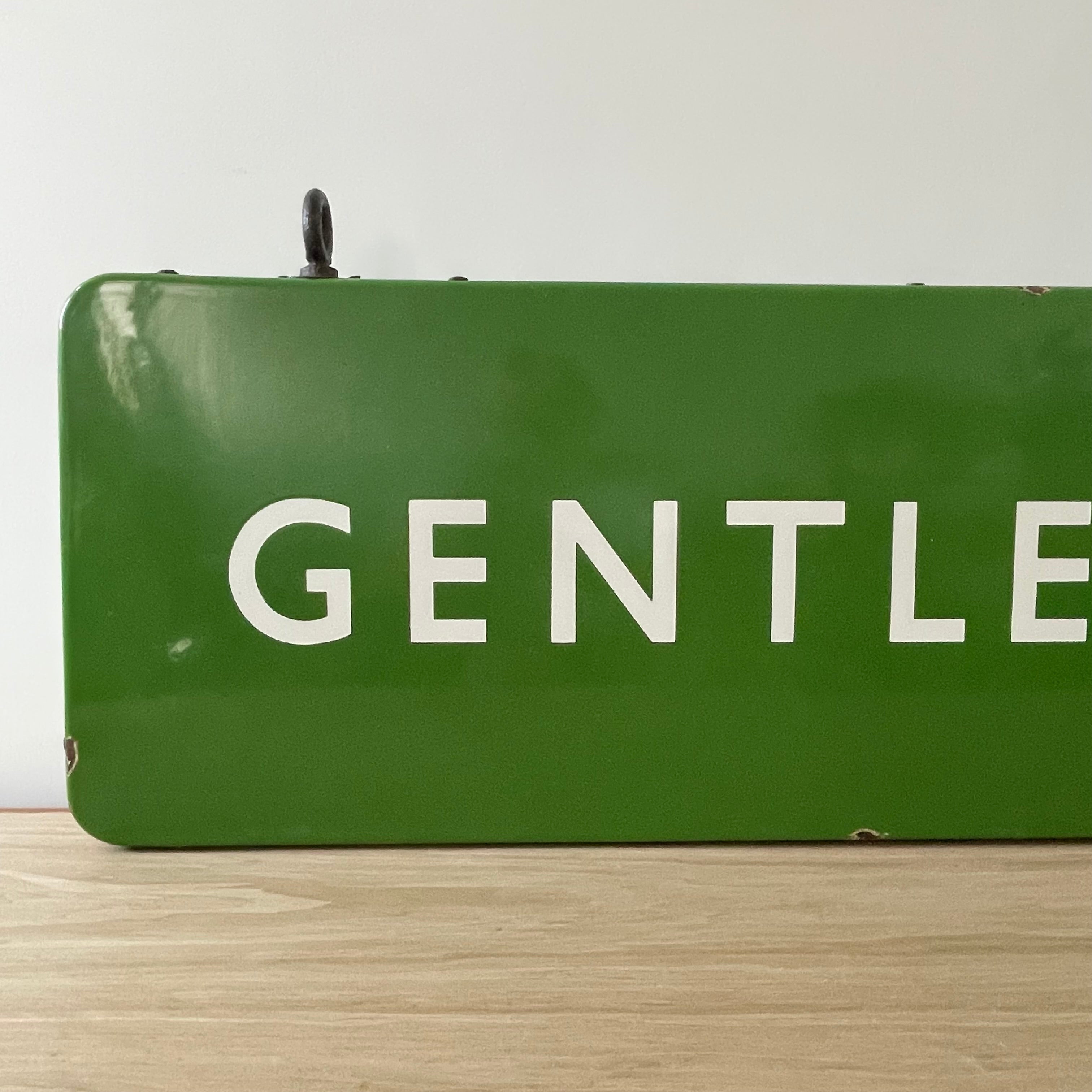 Vintage British Railway Enamel Sign – Double-Sided "GENTLEMEN"