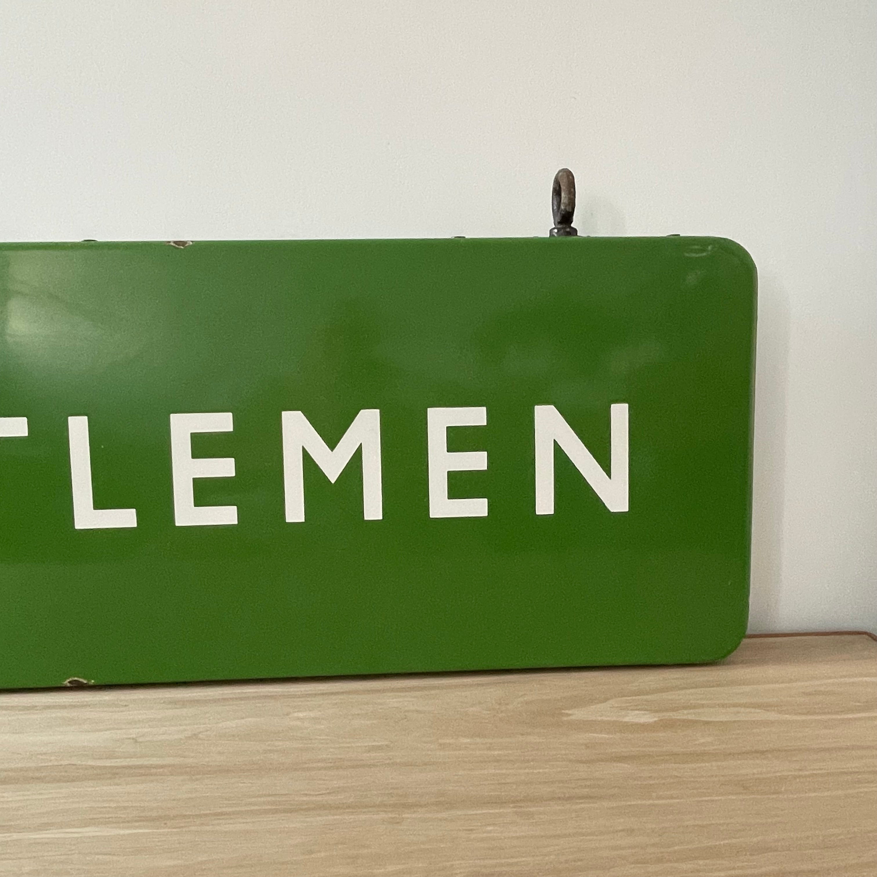 Vintage British Railway Enamel Sign – Double-Sided "GENTLEMEN"