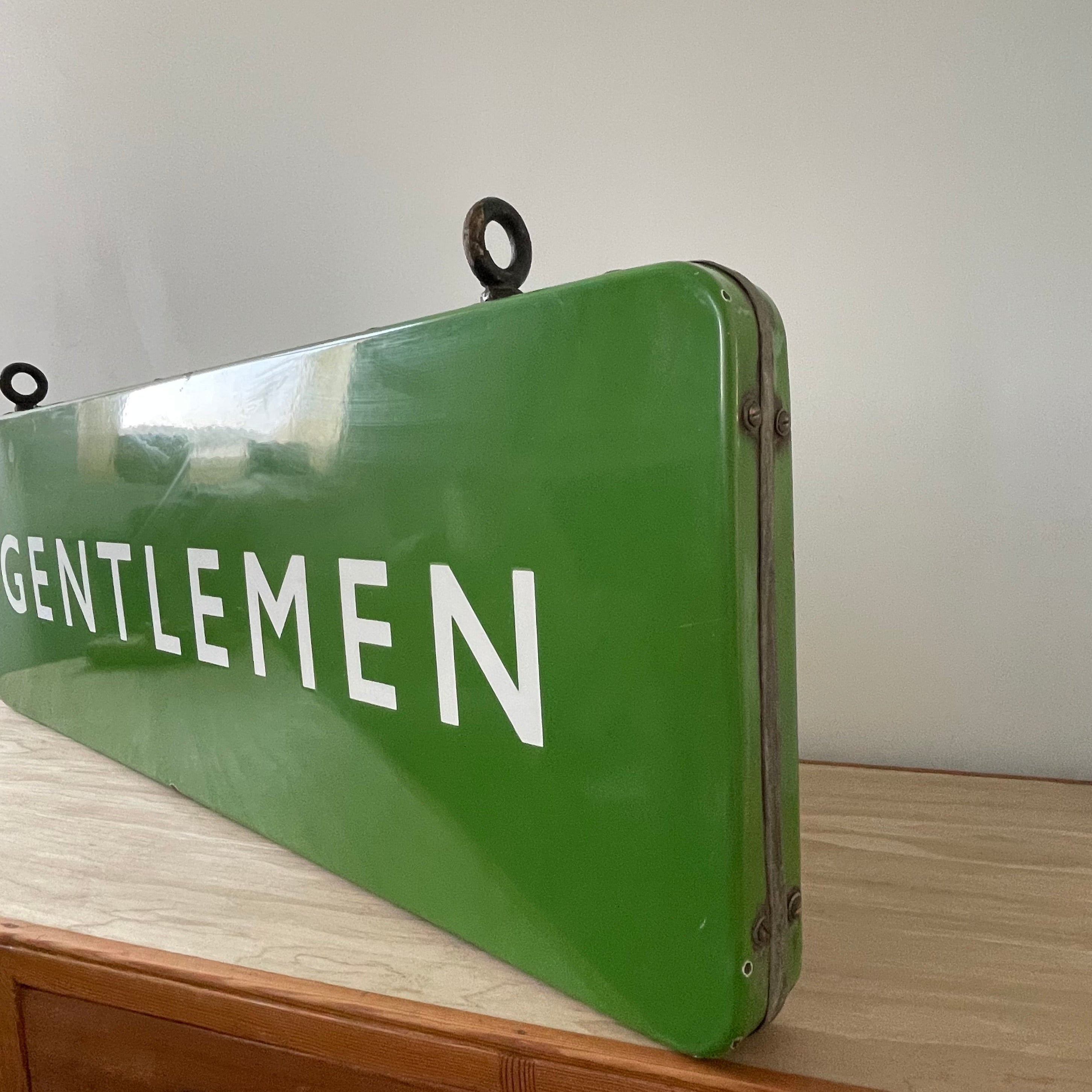 Vintage British Railway Enamel Sign – Double-Sided "GENTLEMEN"