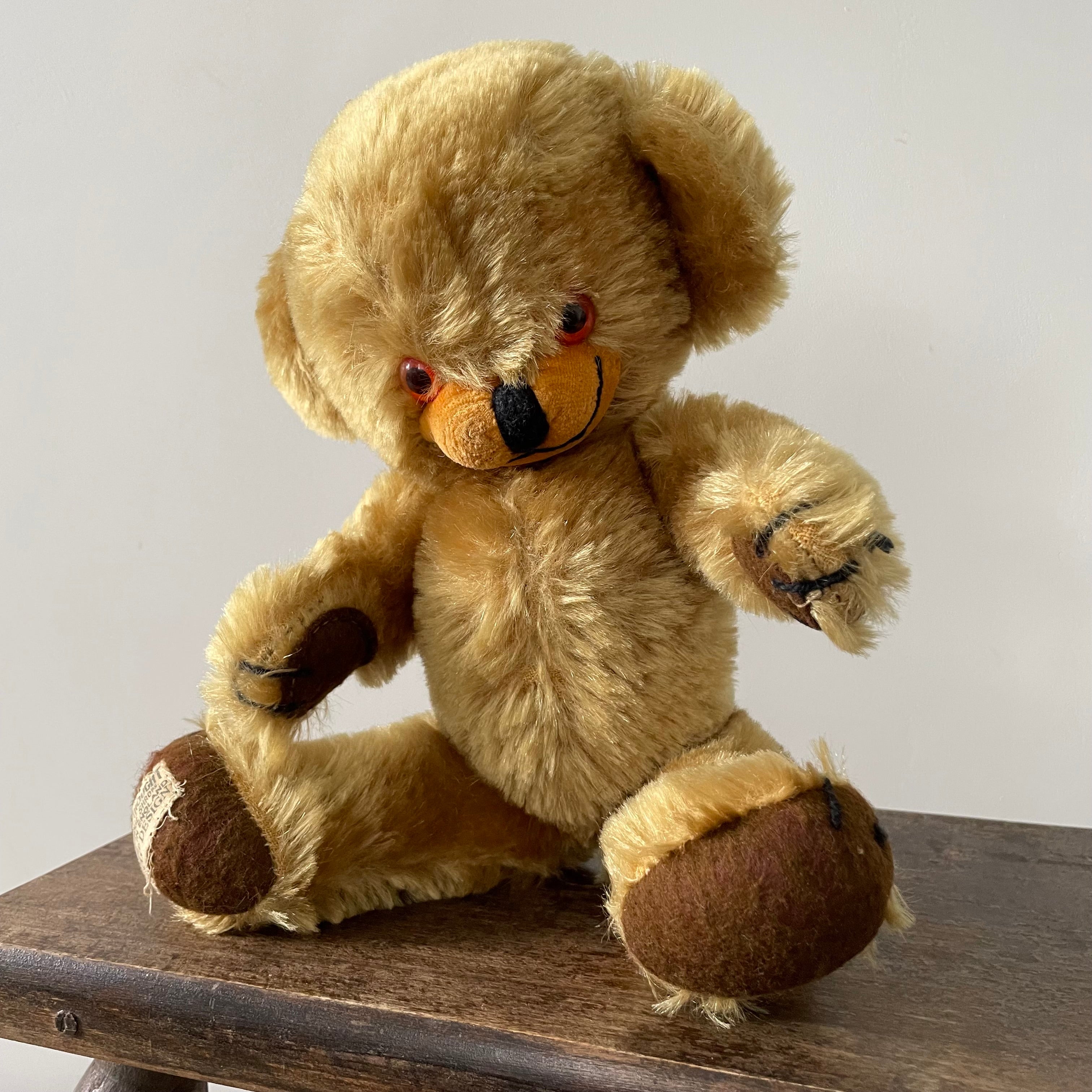 Vintage Merrythought Cheeky Bear Mohair Teddy 1960s 1970s Bells in Ears Label