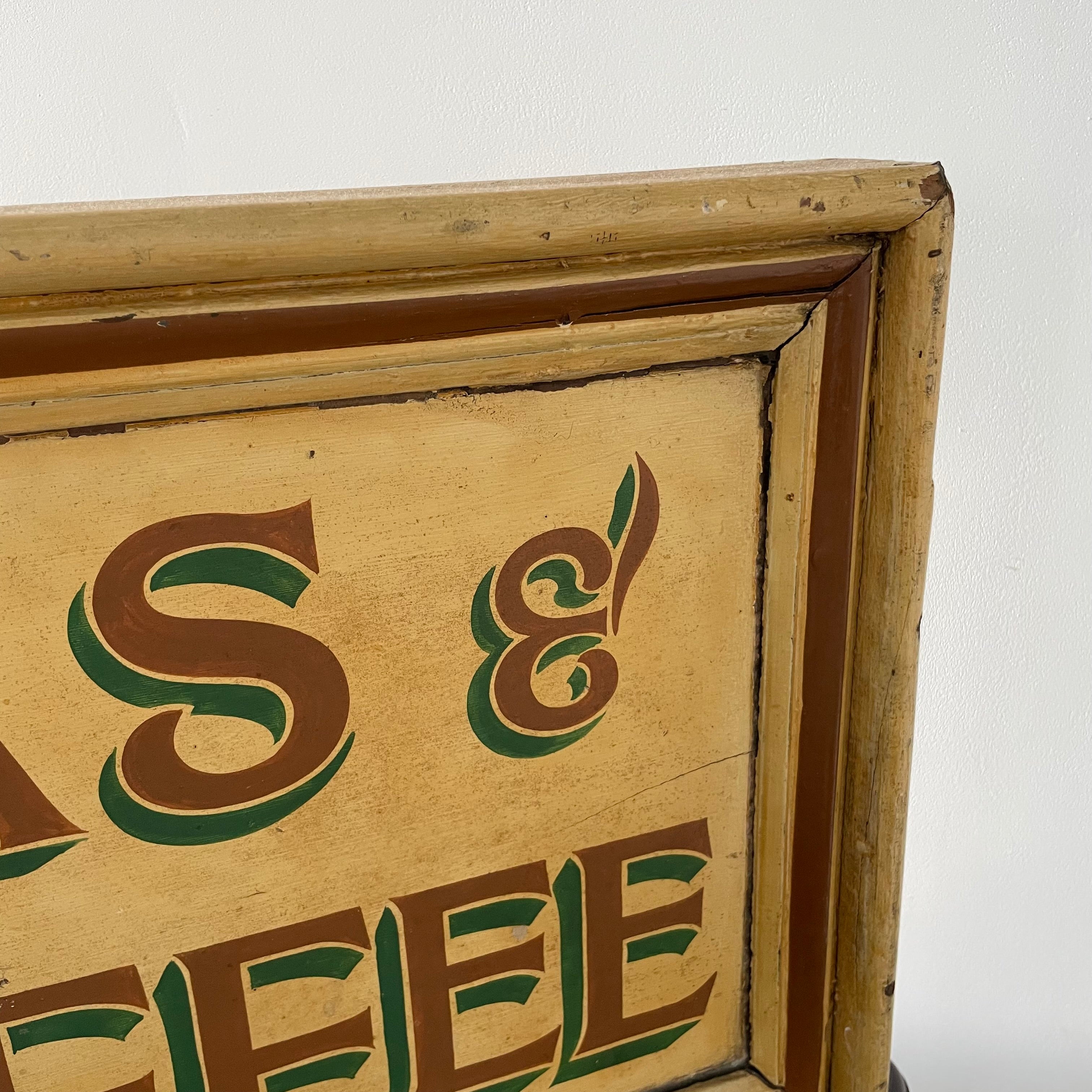 Antique Wooden Double-Sided Shop Sign – Teas & Coffee, c.1900